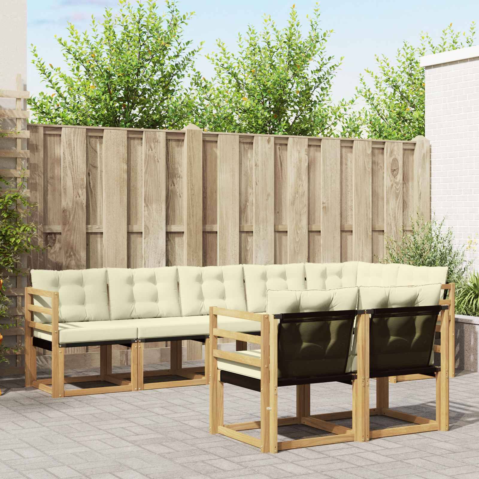 vidaXL Outdoor-Sofagarnitur mit Kissen 8 pcs Weiß und Creme