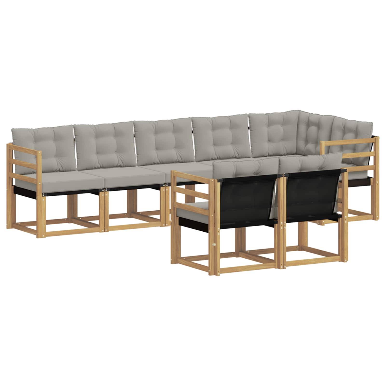 vidaXL Outdoor-Sofagarnitur mit Kissen 8 pcs Weiß und Hellgrau