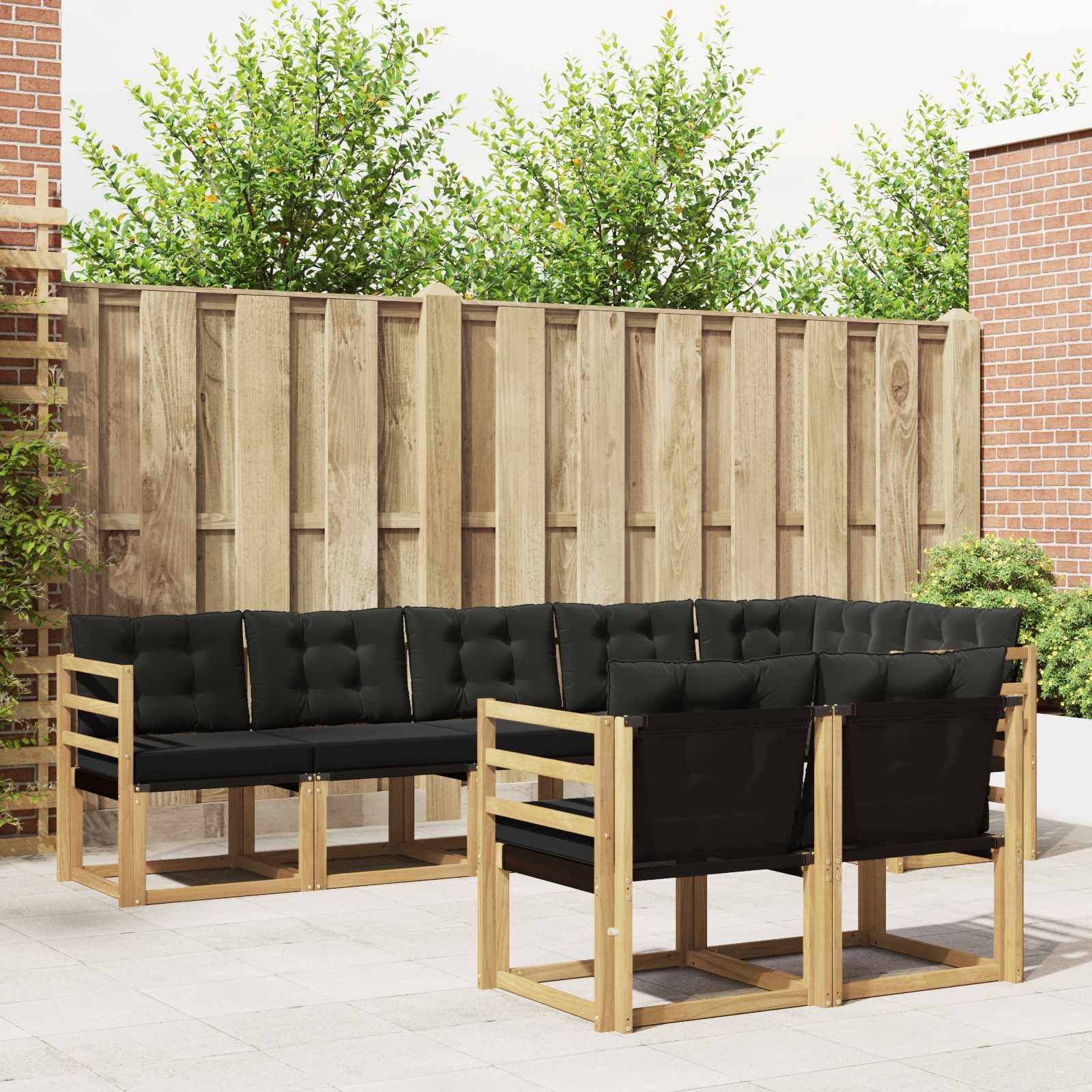 vidaXL Outdoor-Sofagarnitur mit Kissen 8 pcs Weiß und Schwarz
