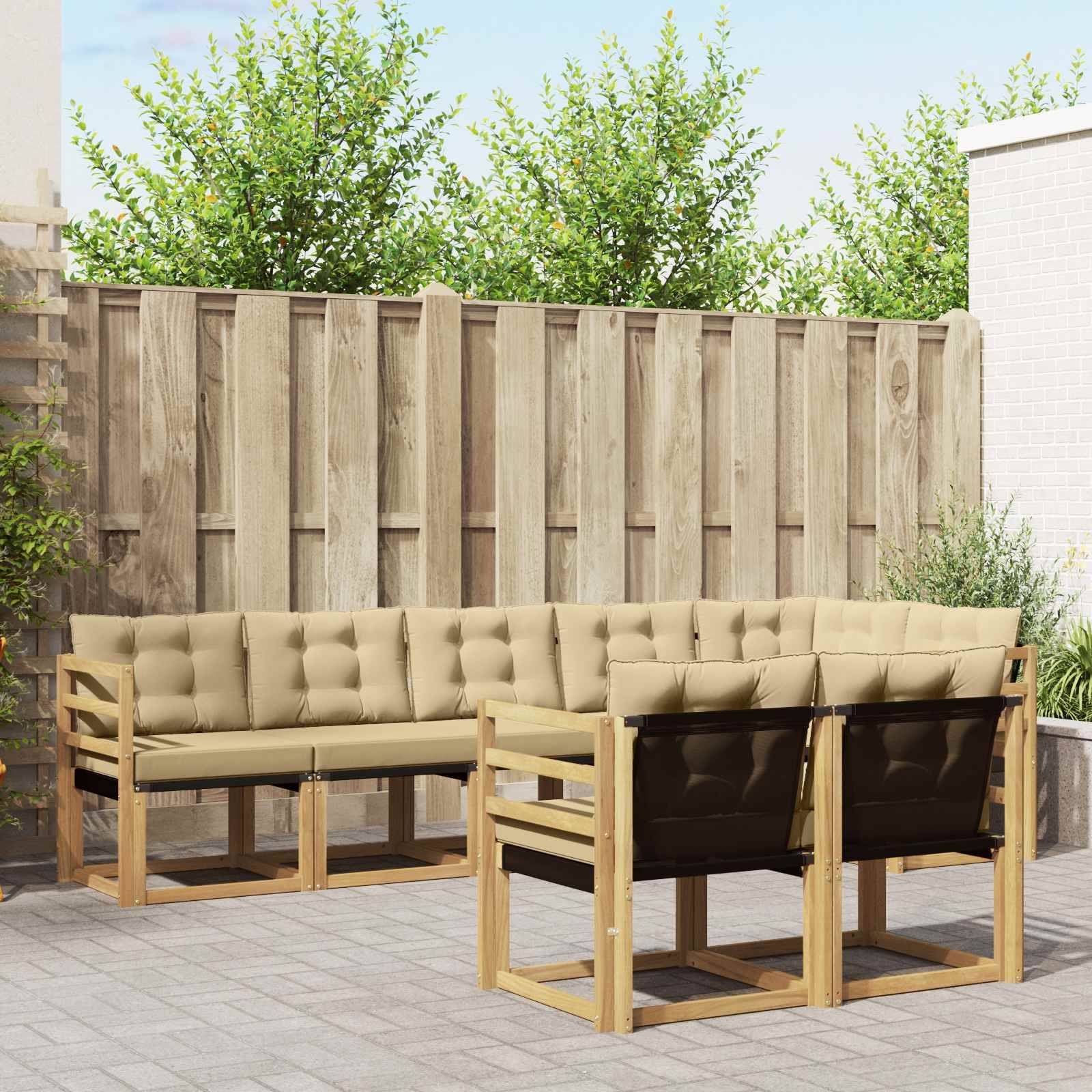 vidaXL Outdoor-Sofagarnitur mit Kissen 8 pcs Weiß und Beige