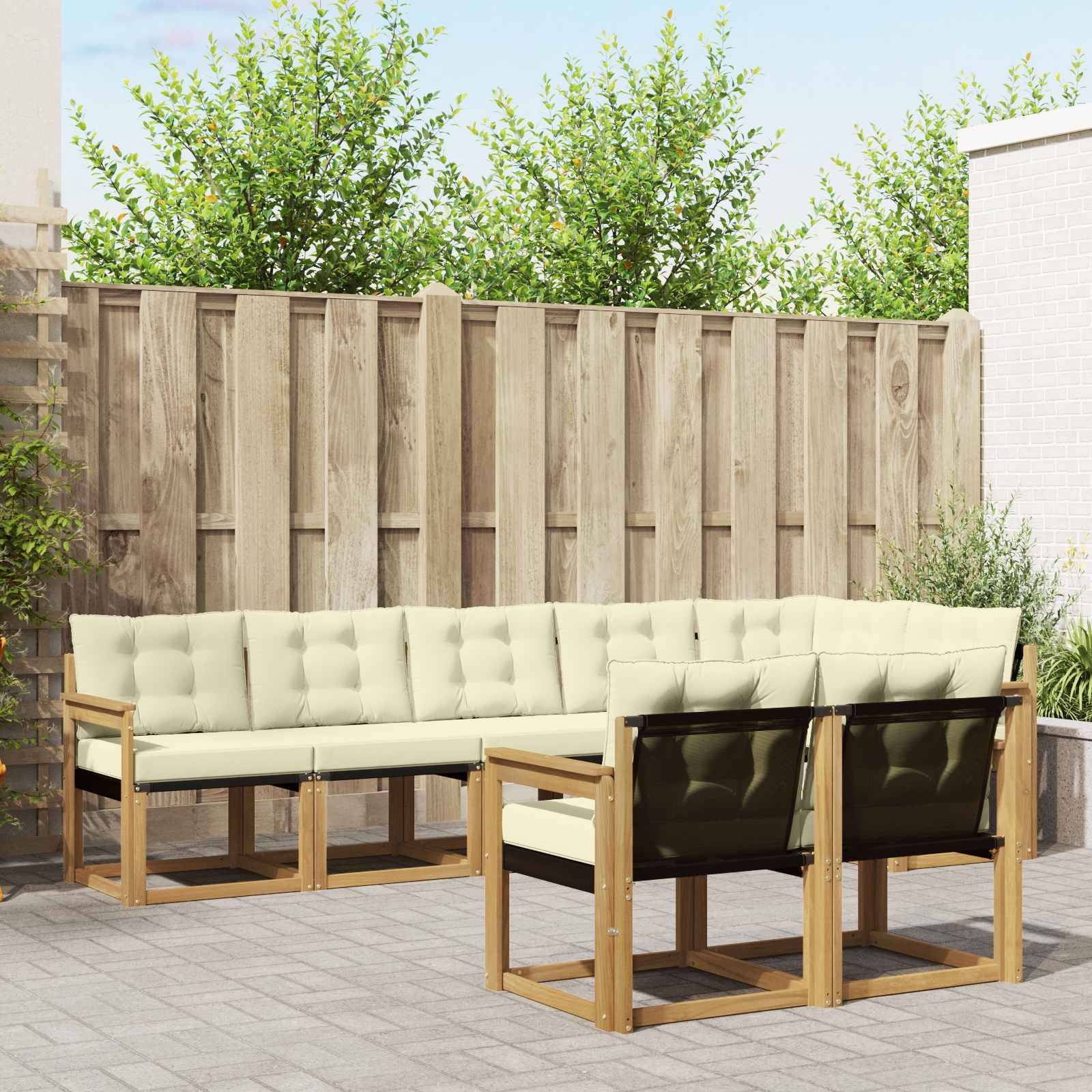 vidaXL Outdoor-Sofagarnitur mit Kissen 8 pcs Weiß und Creme