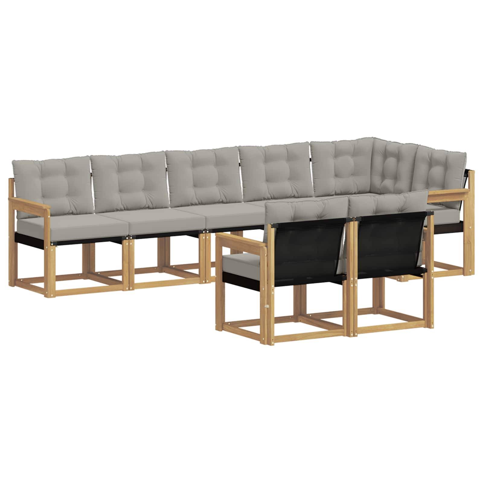 vidaXL Outdoor-Sofagarnitur mit Kissen 8 pcs Weiß und Hellgrau