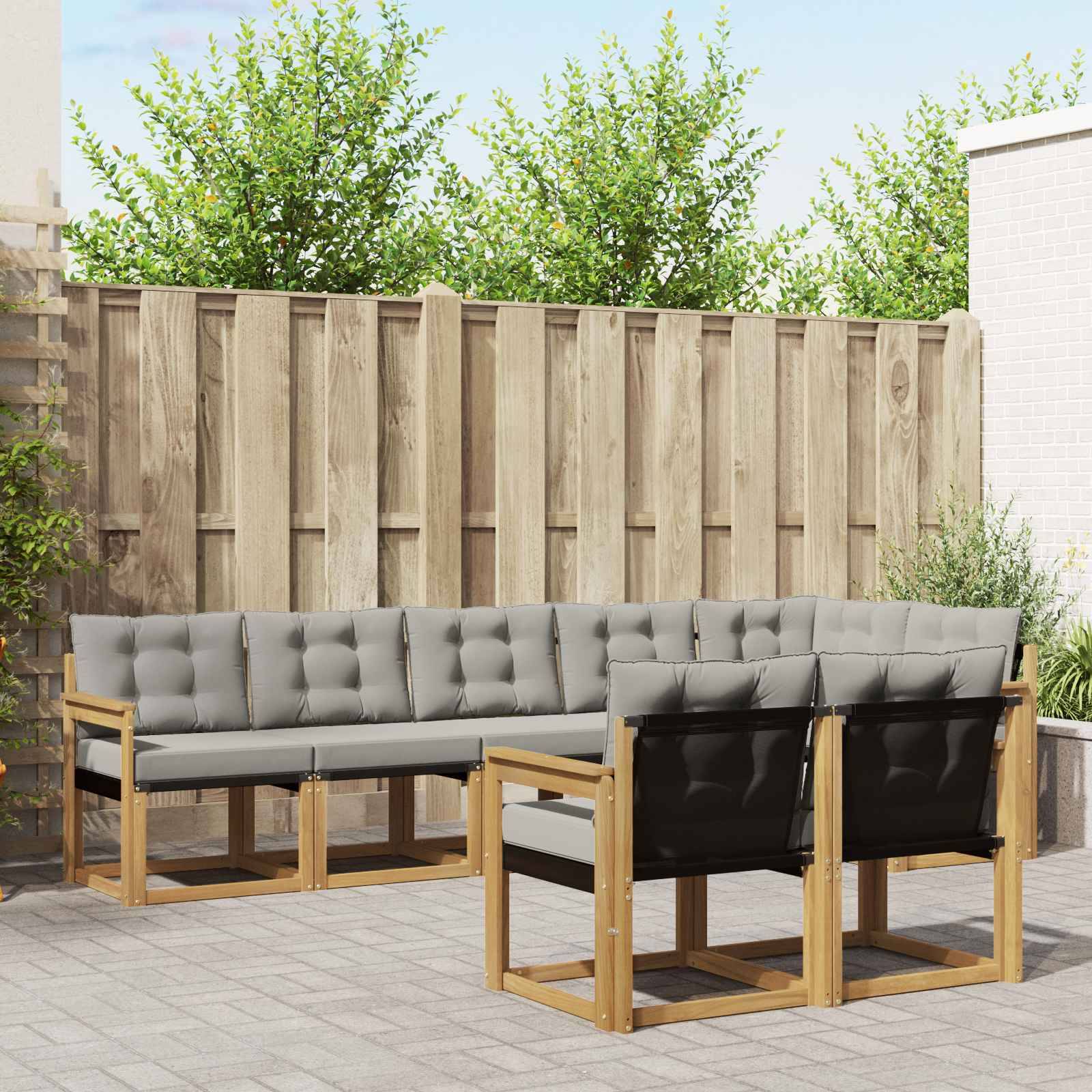 vidaXL Outdoor-Sofagarnitur mit Kissen 8 pcs Weiß und Hellgrau