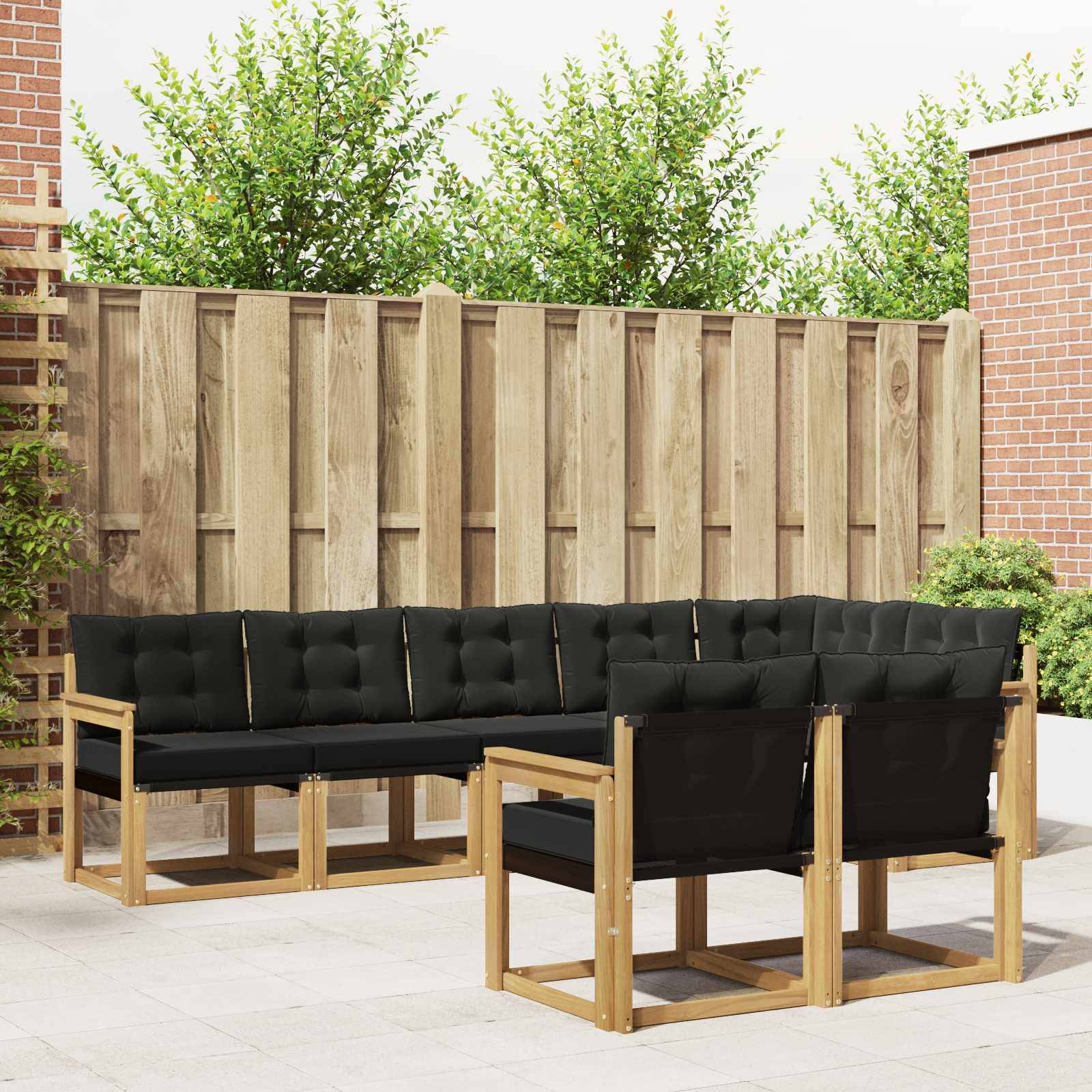 vidaXL Outdoor-Sofagarnitur mit Kissen 8 pcs Weiß und Schwarz
