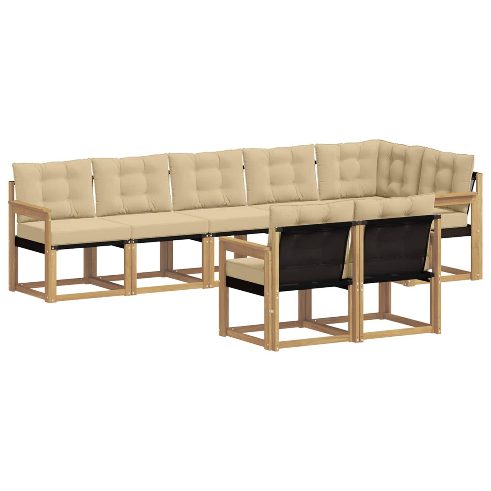 vidaXL Outdoor-Sofagarnitur mit Kissen 8 pcs Weiß und Beige