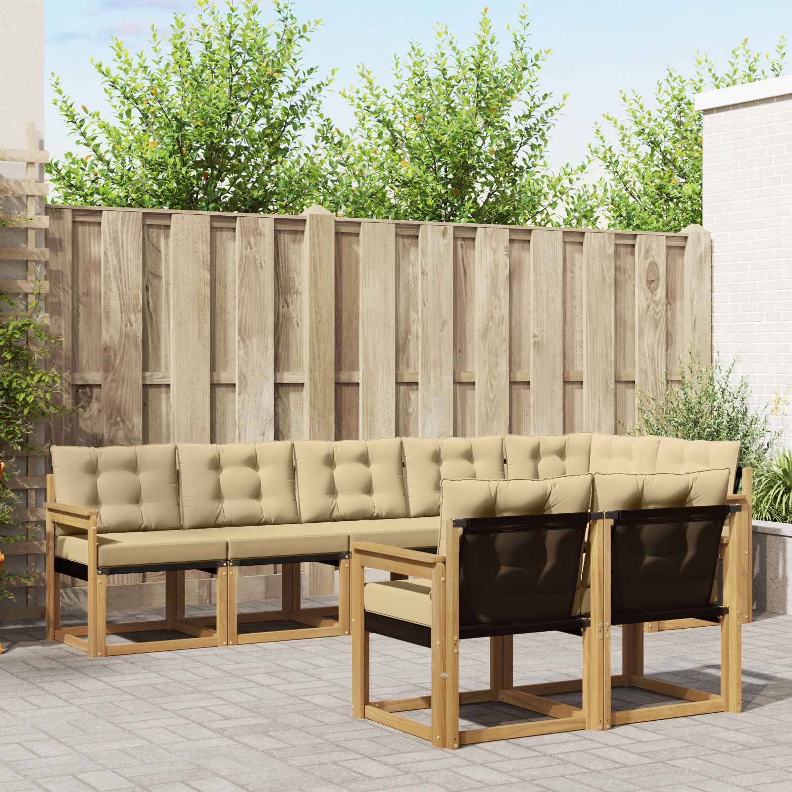 vidaXL Outdoor-Sofagarnitur mit Kissen 8 pcs Weiß und Beige
