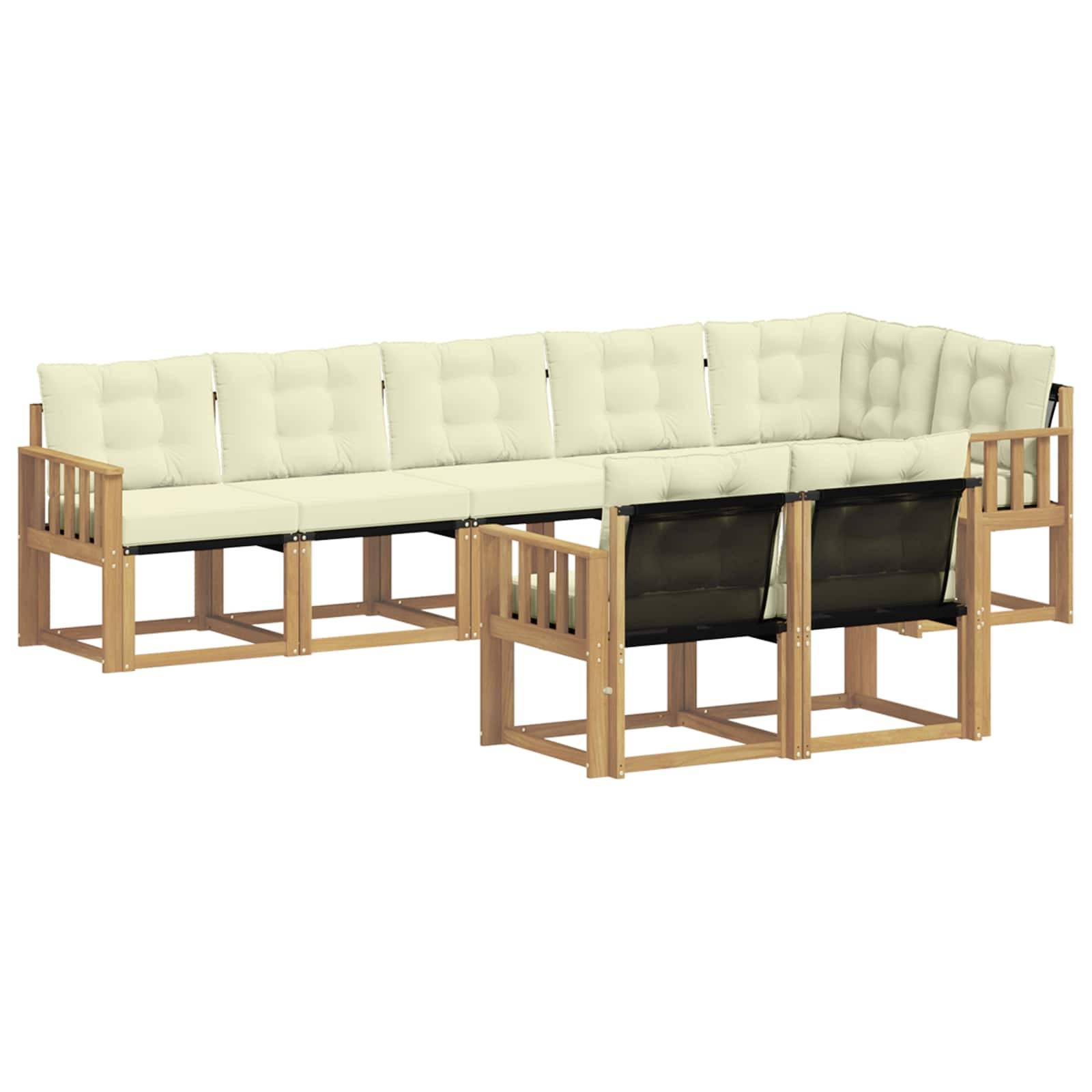 vidaXL Outdoor-Sofagarnitur mit Kissen 8 pcs Weiß und Creme