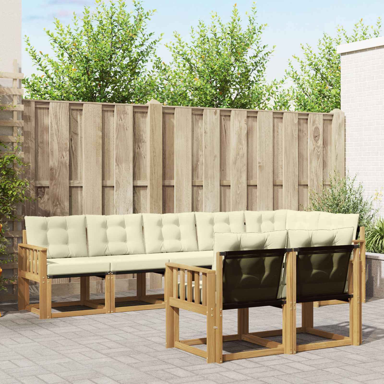 vidaXL Outdoor-Sofagarnitur mit Kissen 8 pcs Weiß und Creme