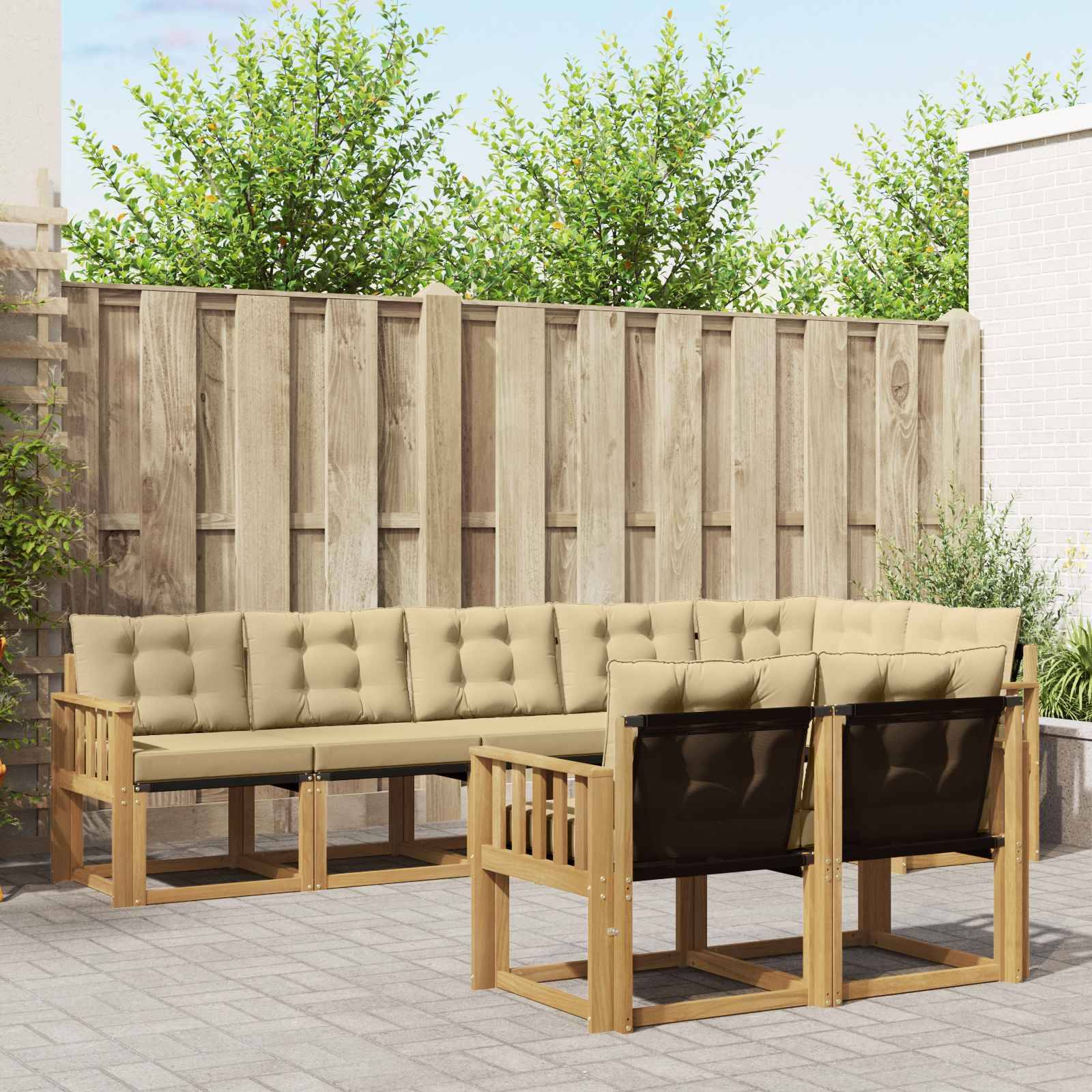 vidaXL Outdoor-Sofagarnitur mit Kissen 8 pcs Weiß und Beige