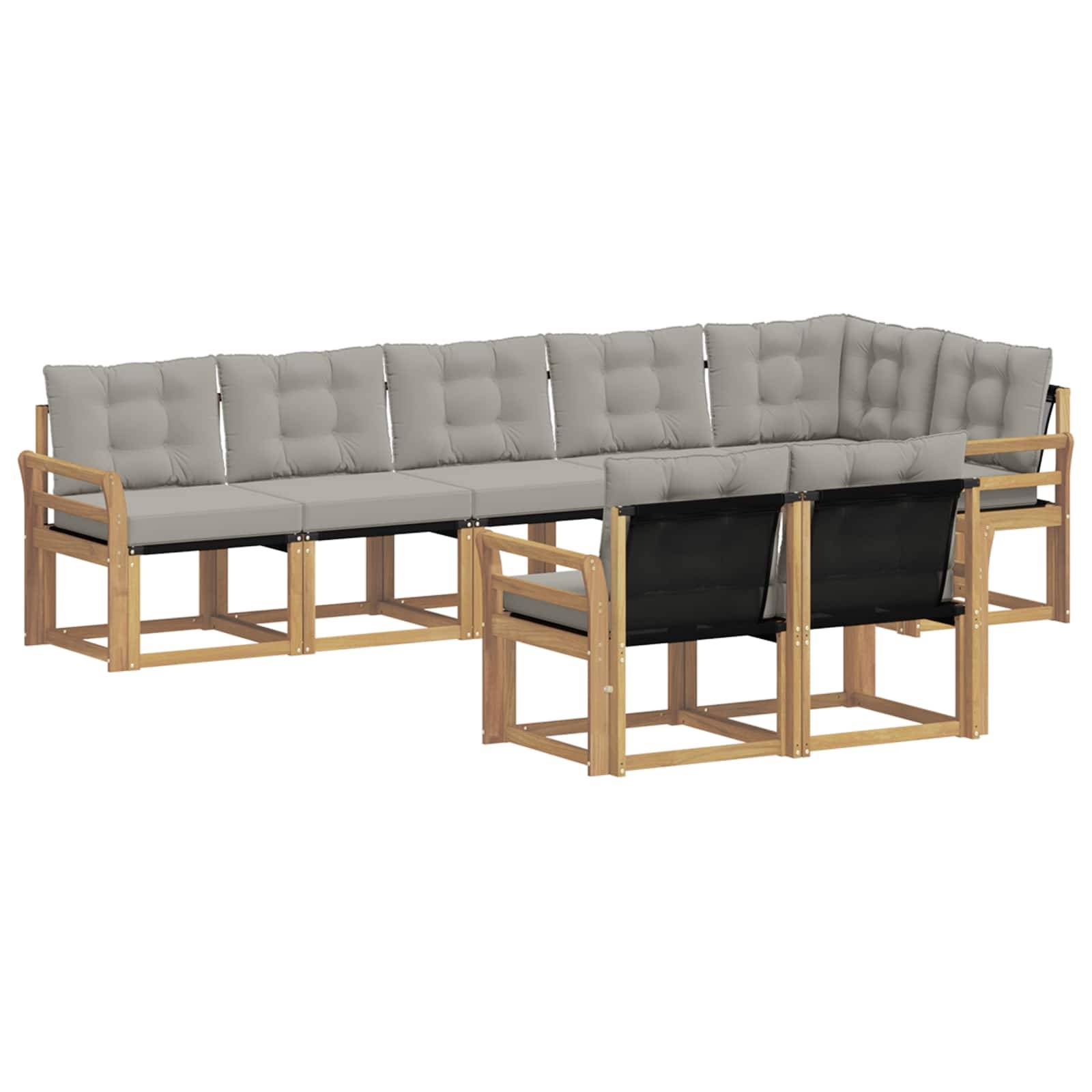 vidaXL Outdoor-Sofagarnitur mit Kissen 8 pcs Weiß und Hellgrau