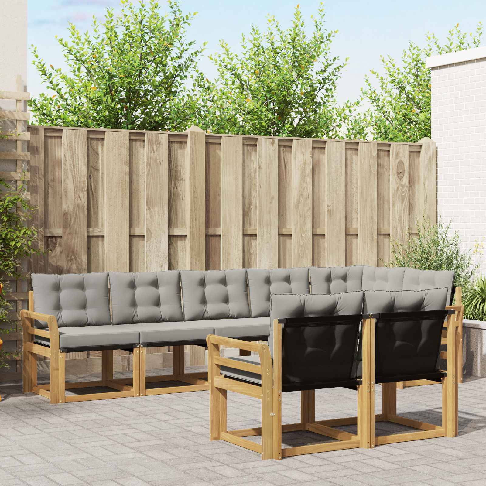 vidaXL Outdoor-Sofagarnitur mit Kissen 8 pcs Weiß und Hellgrau