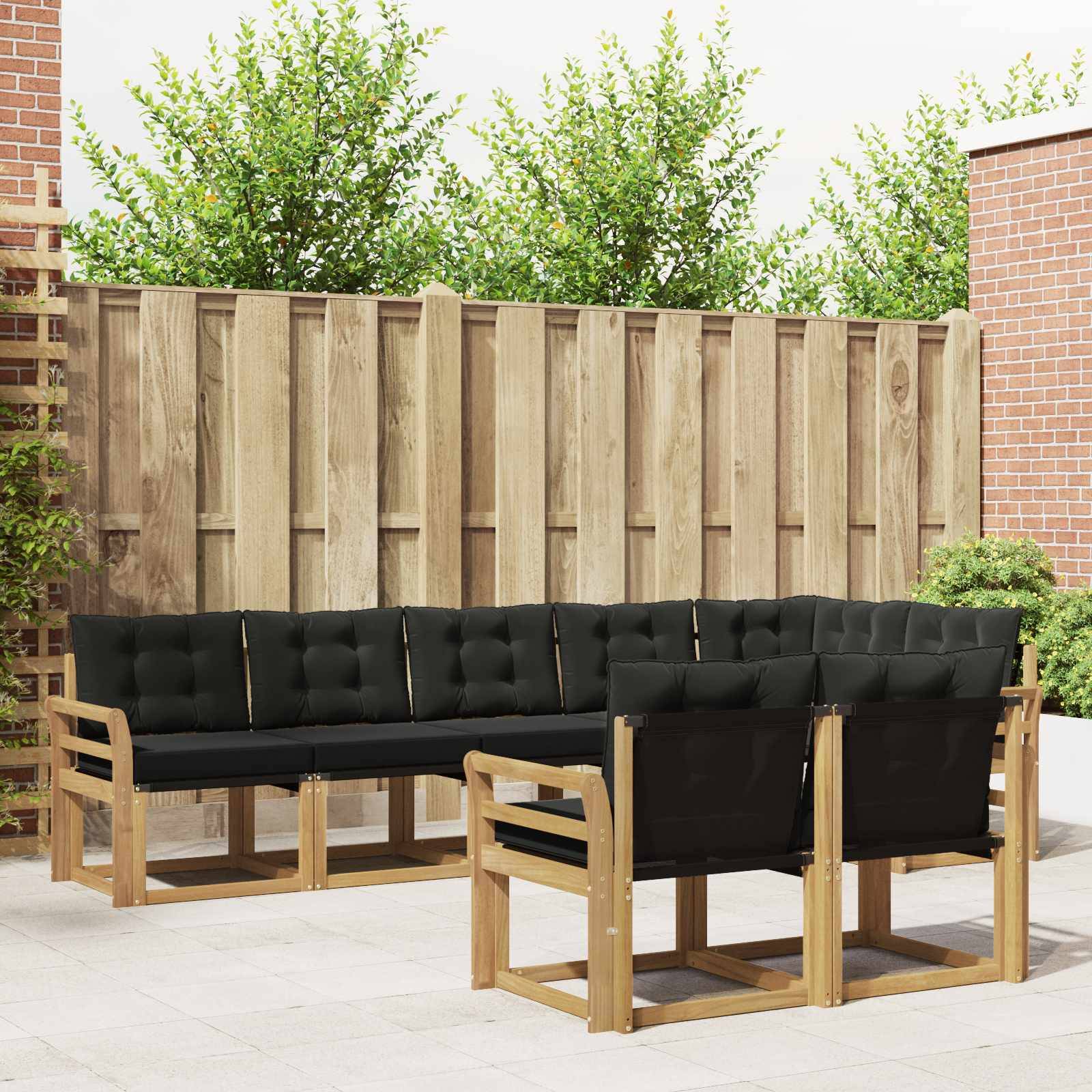 vidaXL Outdoor-Sofagarnitur mit Kissen 8 pcs Weiß und Schwarz
