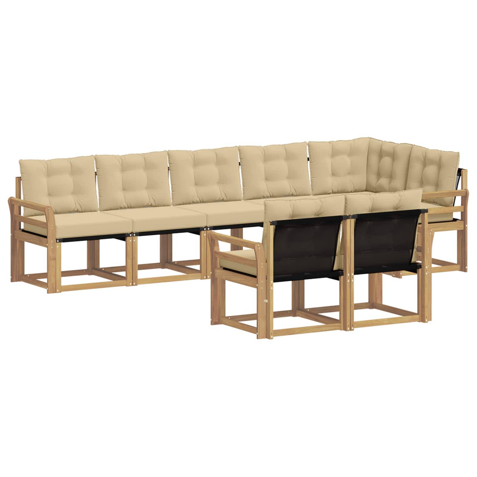 vidaXL Outdoor-Sofagarnitur mit Kissen 8 pcs Weiß und Beige