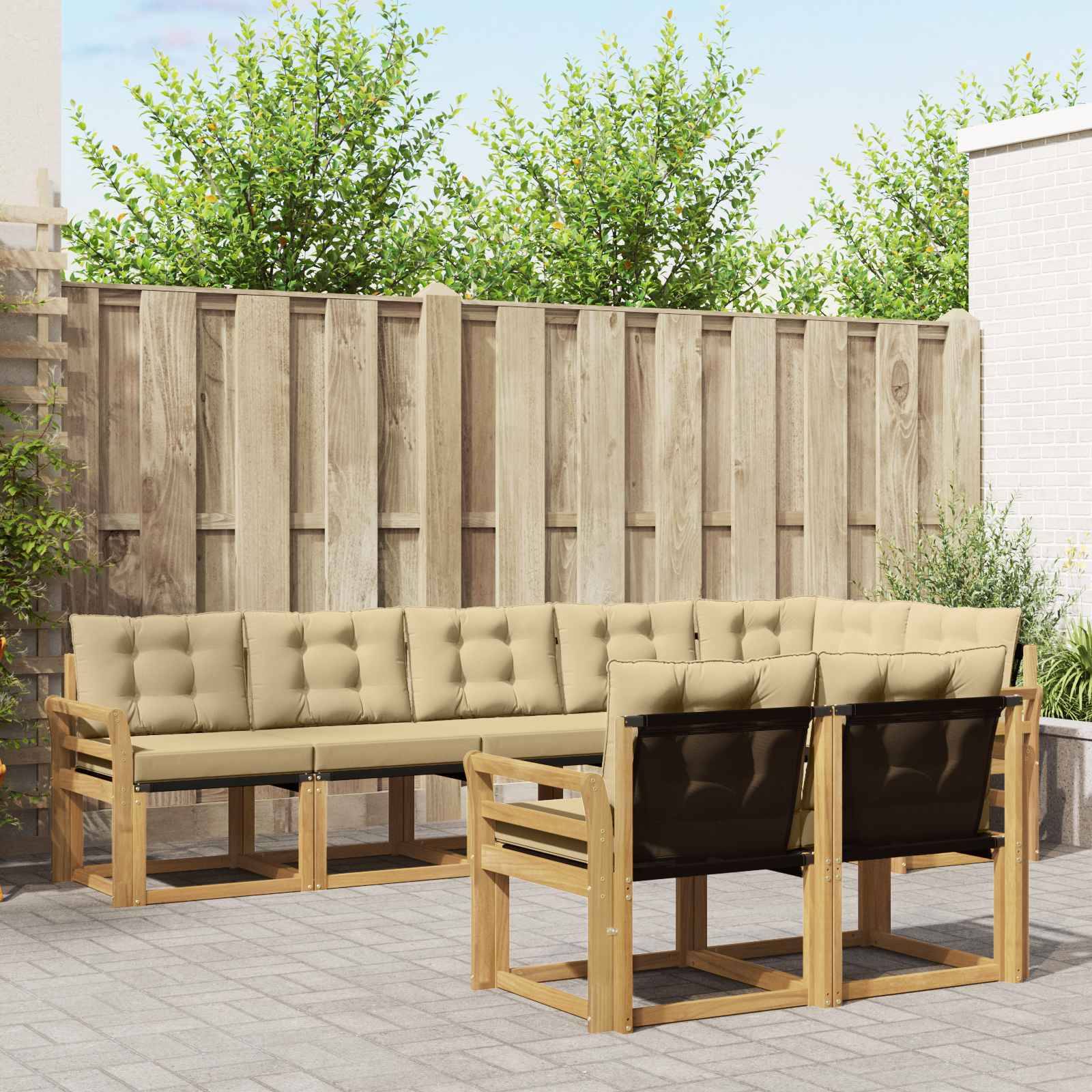 vidaXL Outdoor-Sofagarnitur mit Kissen 8 pcs Weiß und Beige