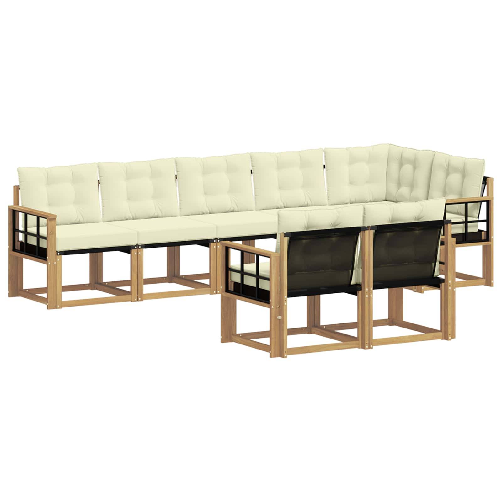 vidaXL Outdoor-Sofagarnitur mit Kissen 8 pcs Weiß und Creme