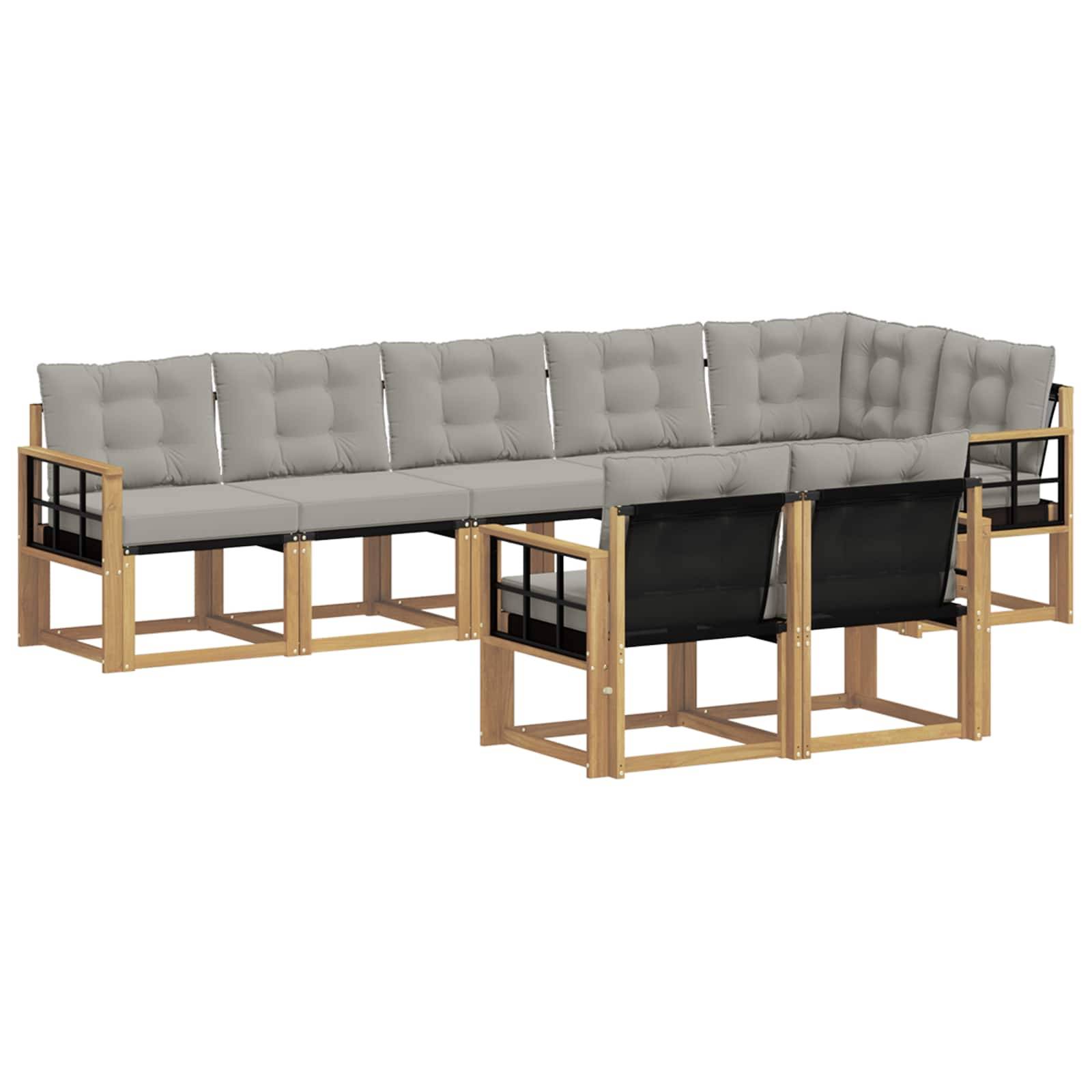 vidaXL Outdoor-Sofagarnitur mit Kissen 8 pcs Weiß und Hellgrau