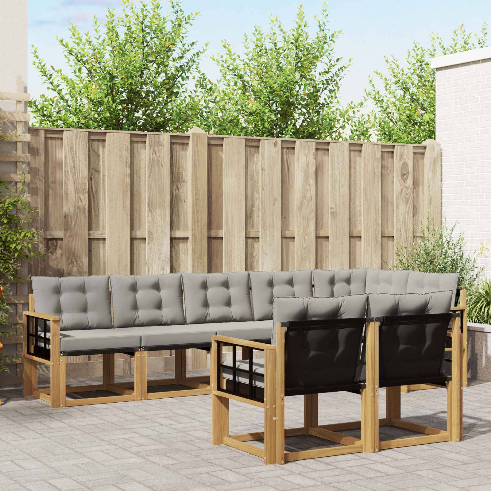 vidaXL Outdoor-Sofagarnitur mit Kissen 8 pcs Weiß und Hellgrau