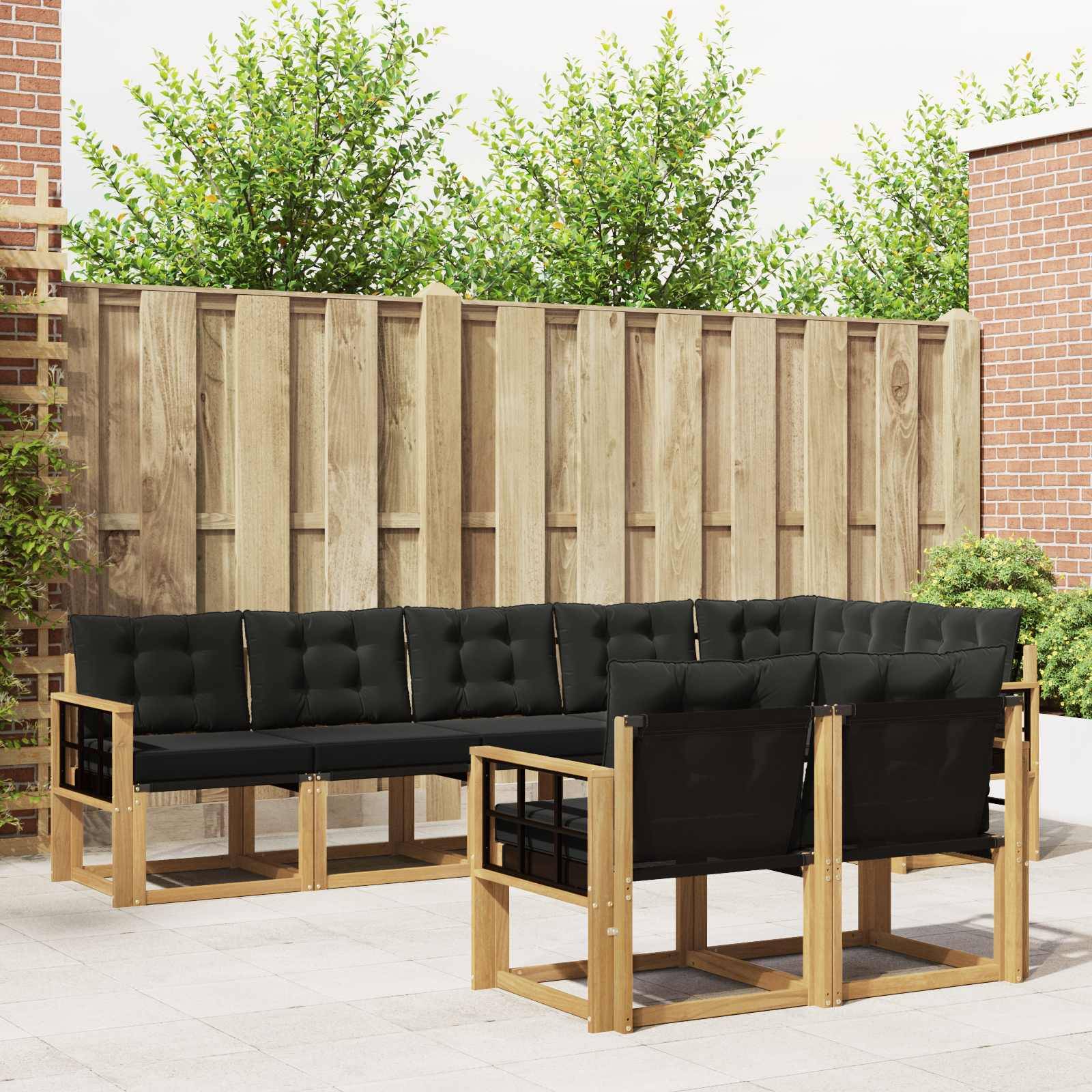 vidaXL Outdoor-Sofagarnitur mit Kissen 8 pcs Weiß und Schwarz