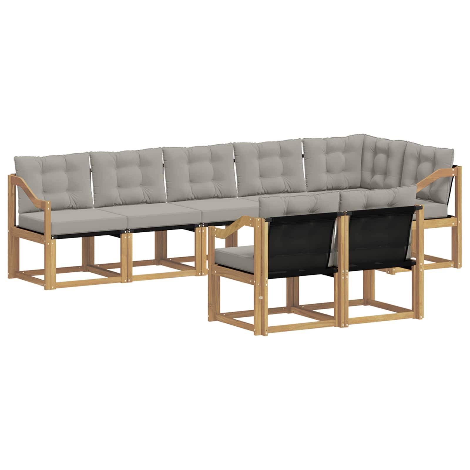vidaXL Outdoor-Sofagarnitur mit Kissen 8 pcs Weiß und Hellgrau