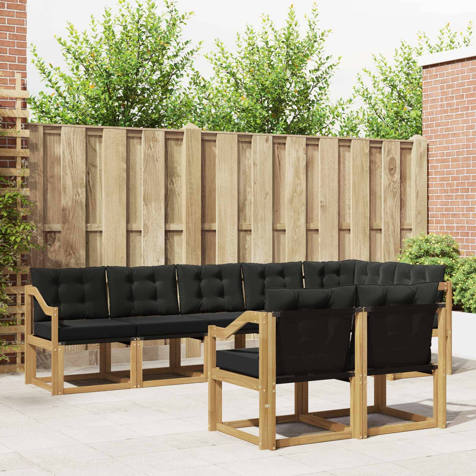 vidaXL Outdoor-Sofagarnitur mit Kissen 8 pcs Weiß und Schwarz
