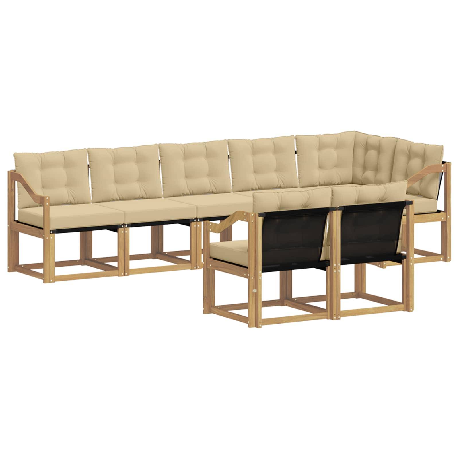vidaXL Outdoor-Sofagarnitur mit Kissen 8 pcs Weiß und Beige