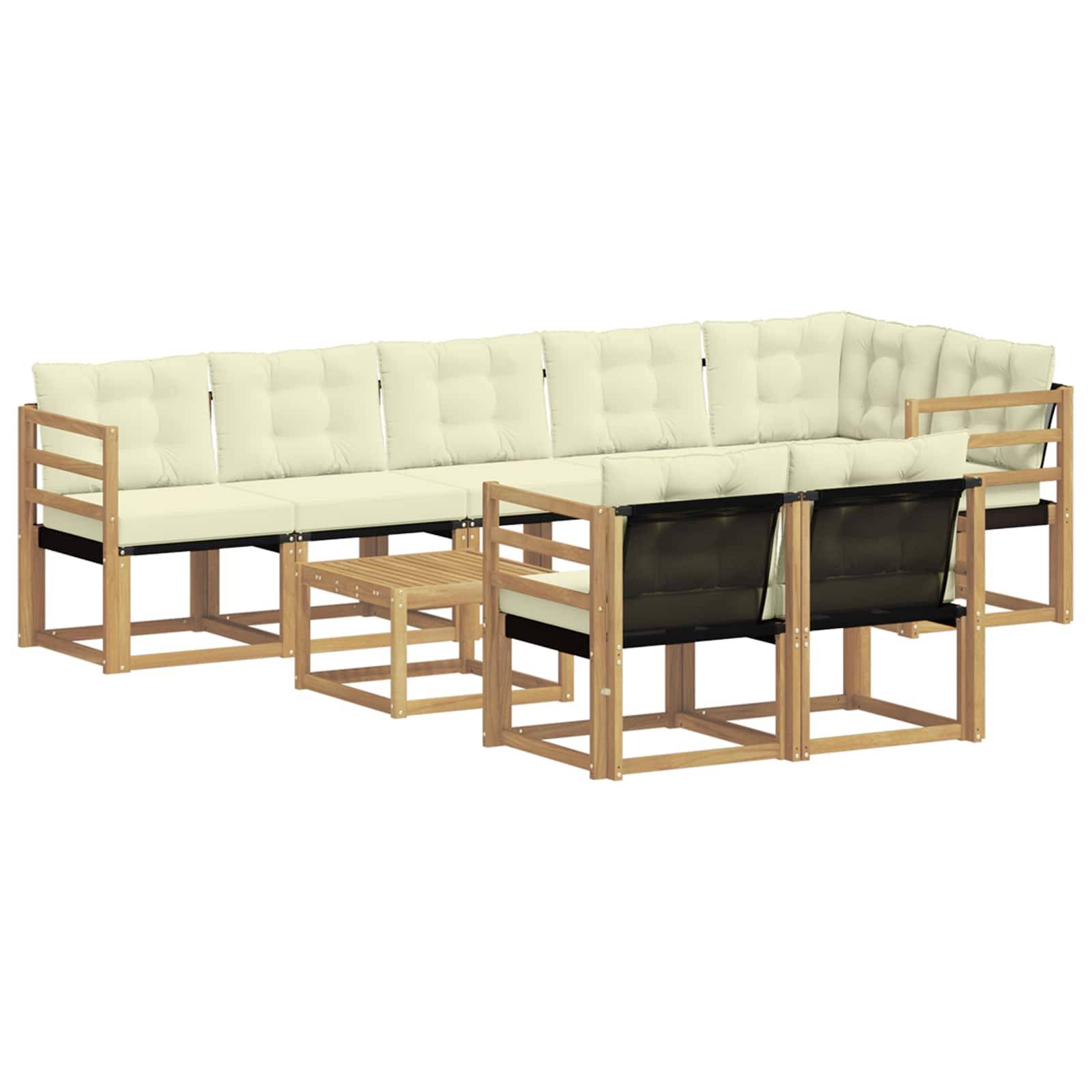 vidaXL Outdoor-Sofagarnitur mit Kissen 9 pcs Weiß und Creme
