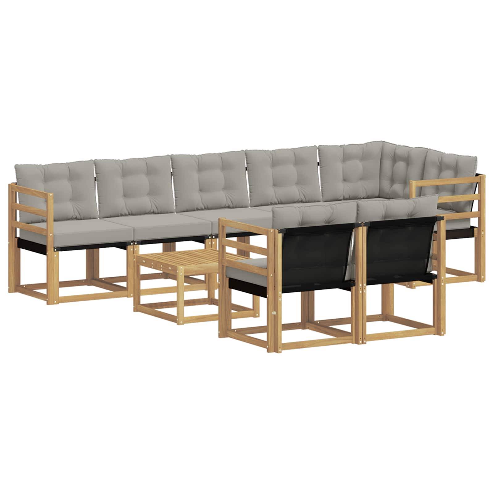 vidaXL Outdoor-Sofagarnitur mit Kissen 9 pcs Weiß und Hellgrau