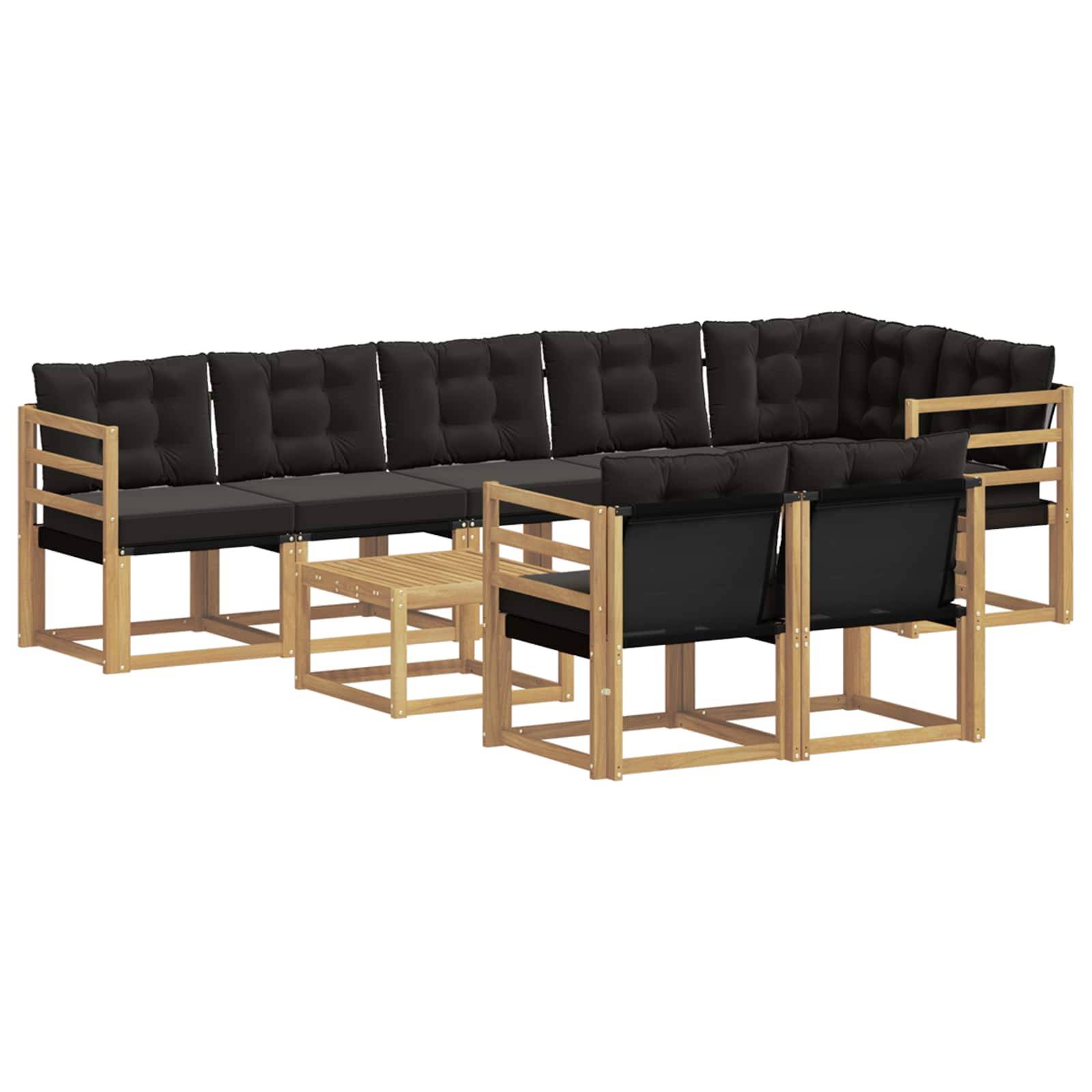vidaXL Outdoor-Sofagarnitur mit Kissen 9 pcs Weiß und Schwarz