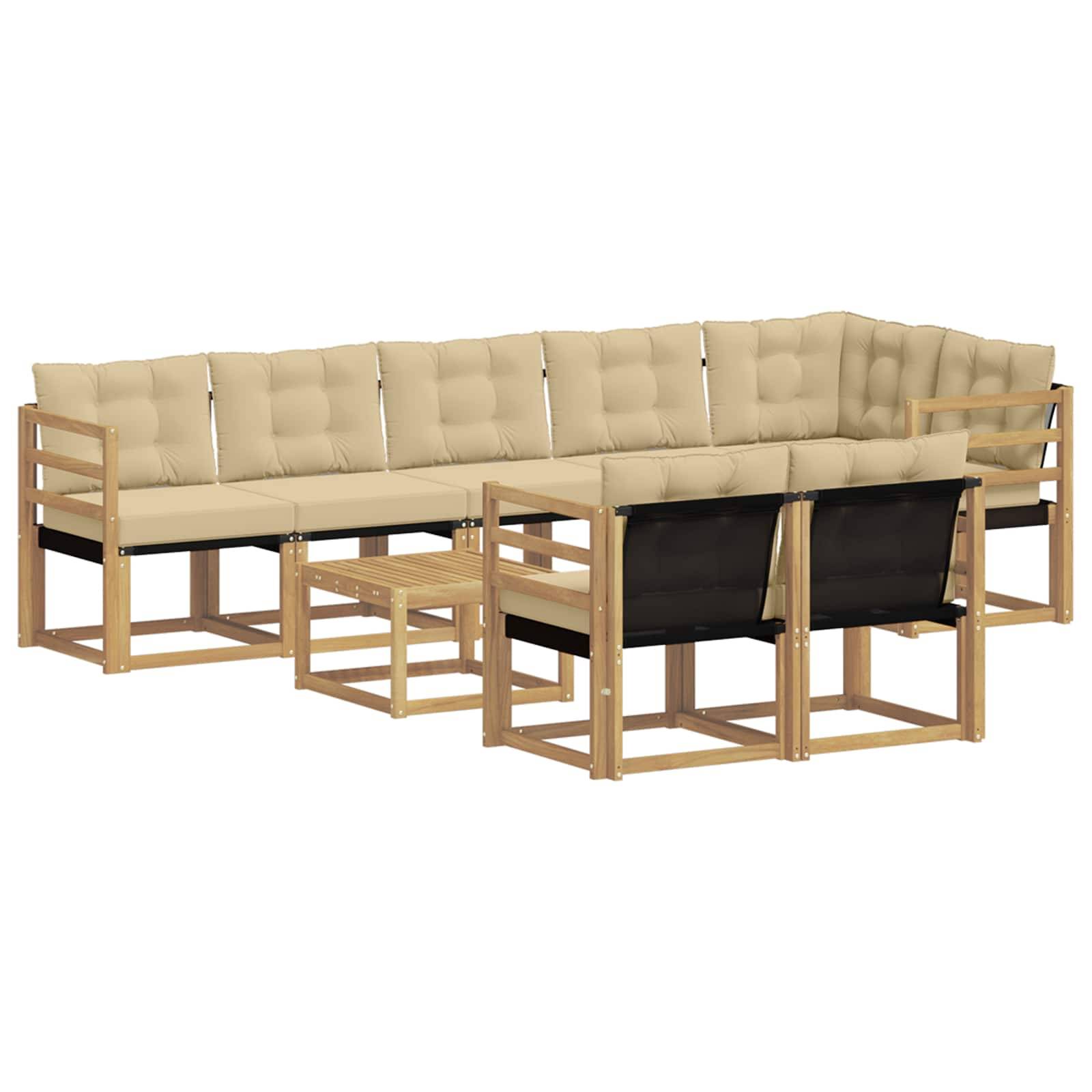 vidaXL Outdoor-Sofagarnitur mit Kissen 9 pcs Weiß und Beige
