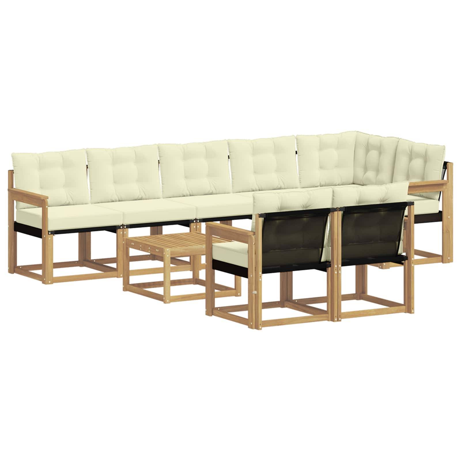 vidaXL Outdoor-Sofagarnitur mit Kissen 9 pcs Weiß und Creme