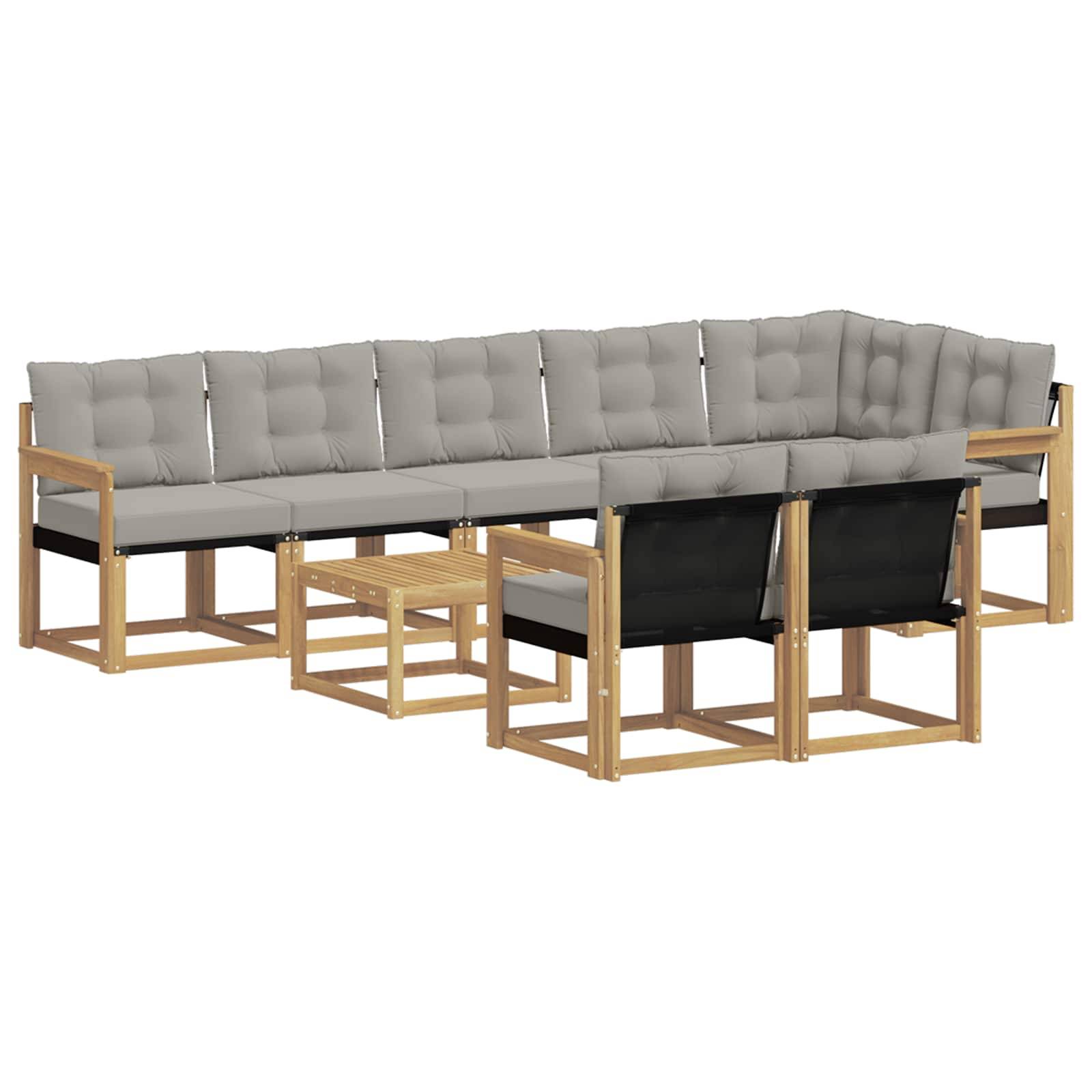 vidaXL Outdoor-Sofagarnitur mit Kissen 9 pcs Weiß und Hellgrau