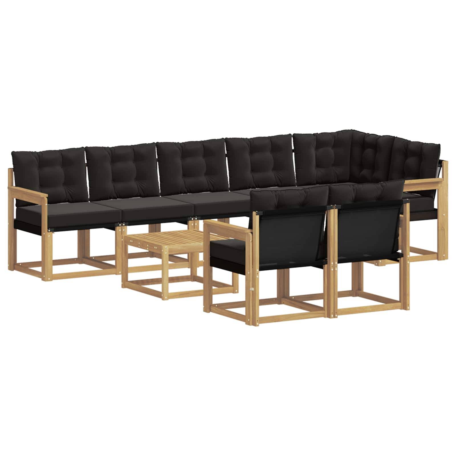 vidaXL Outdoor-Sofagarnitur mit Kissen 9 pcs Weiß und Schwarz
