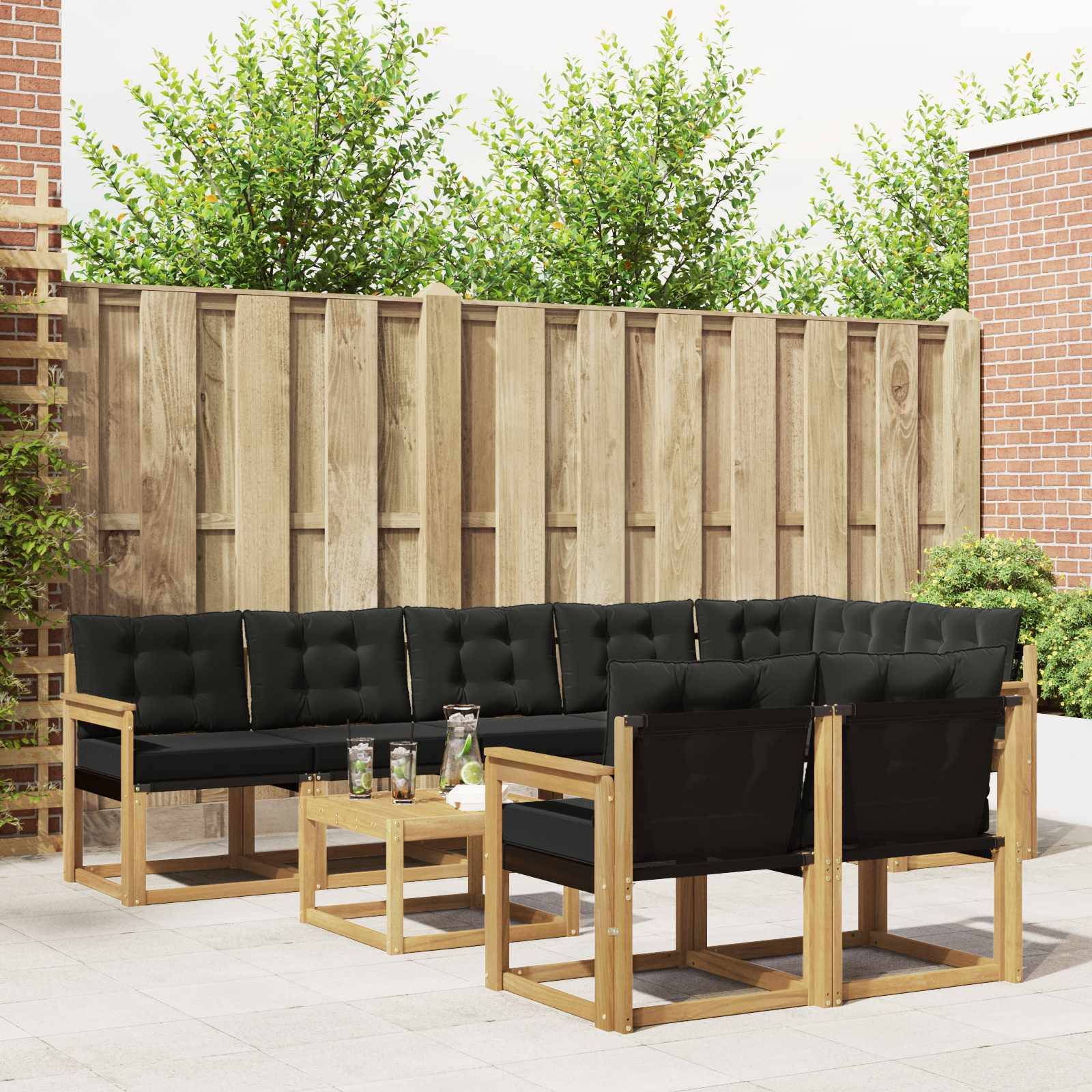 vidaXL Outdoor-Sofagarnitur mit Kissen 9 pcs Weiß und Schwarz