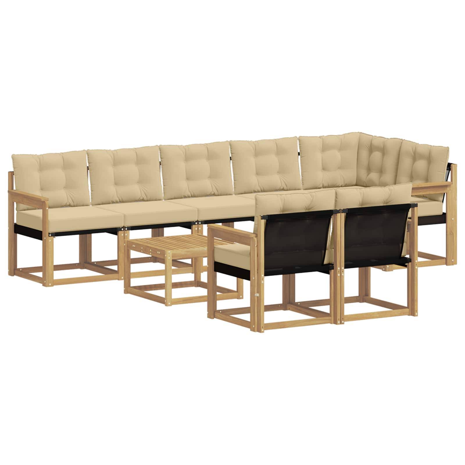 vidaXL Outdoor-Sofagarnitur mit Kissen 9 pcs Weiß und Beige