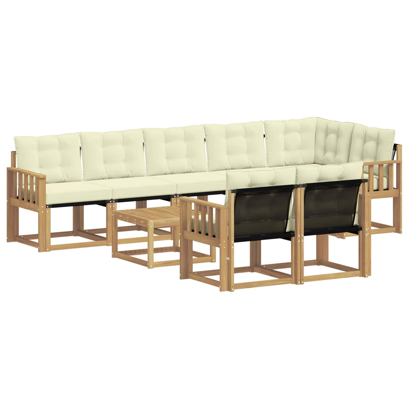 vidaXL Outdoor-Sofagarnitur mit Kissen 9 pcs Weiß und Creme