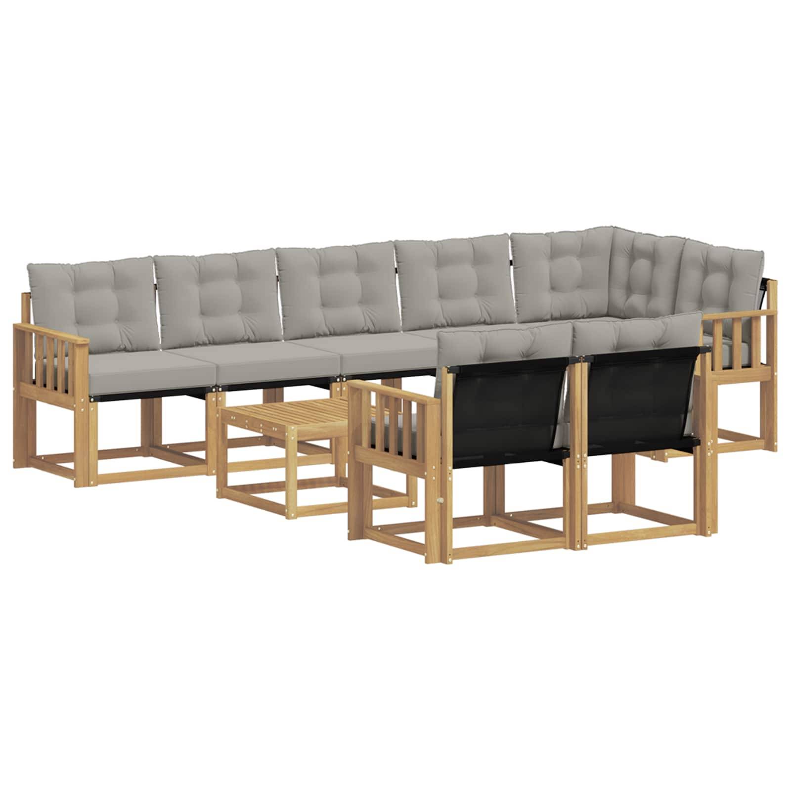 vidaXL Outdoor-Sofagarnitur mit Kissen 9 pcs Weiß und Hellgrau