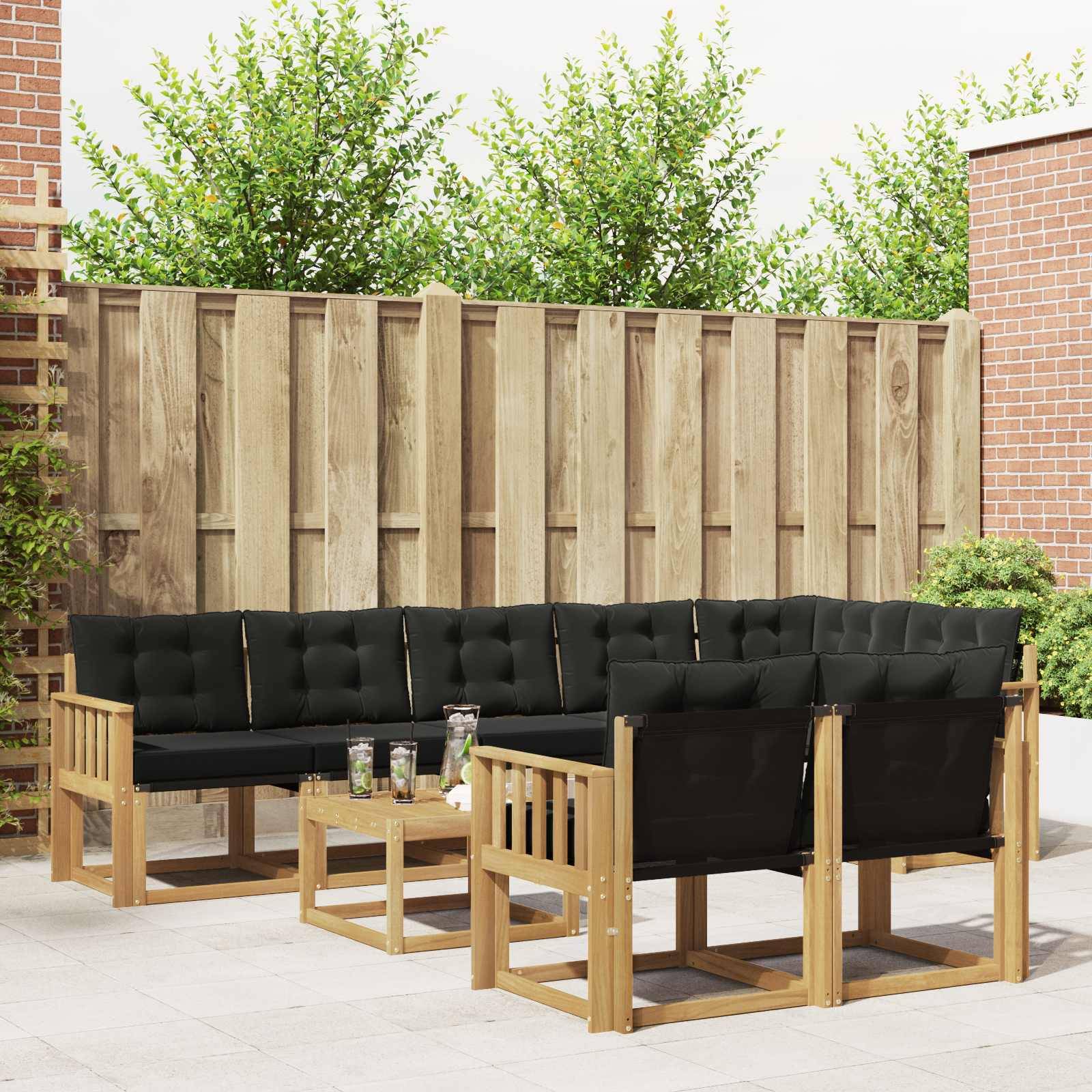 vidaXL Outdoor-Sofagarnitur mit Kissen 9 pcs Weiß und Schwarz