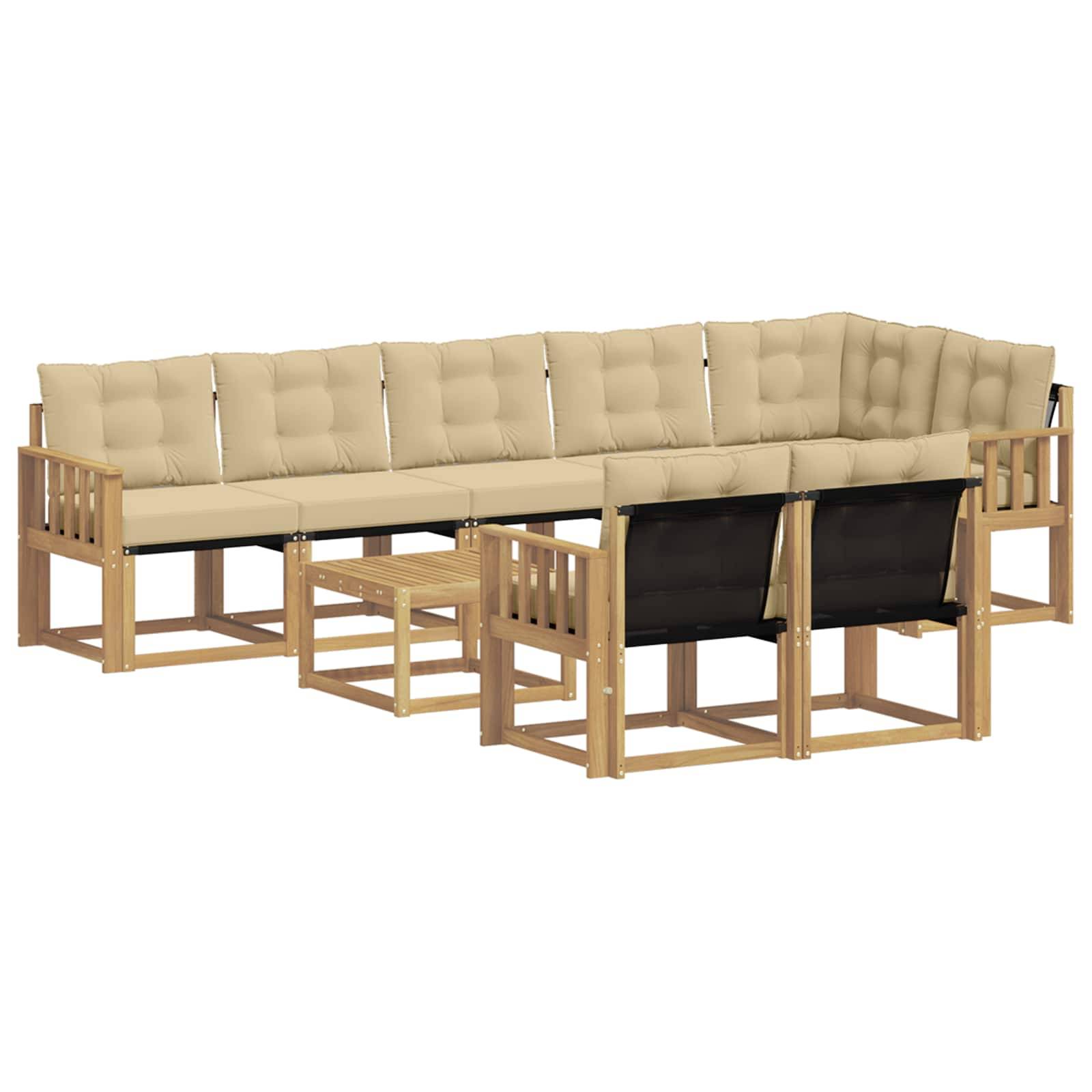 vidaXL Outdoor-Sofagarnitur mit Kissen 9 pcs Weiß und Beige
