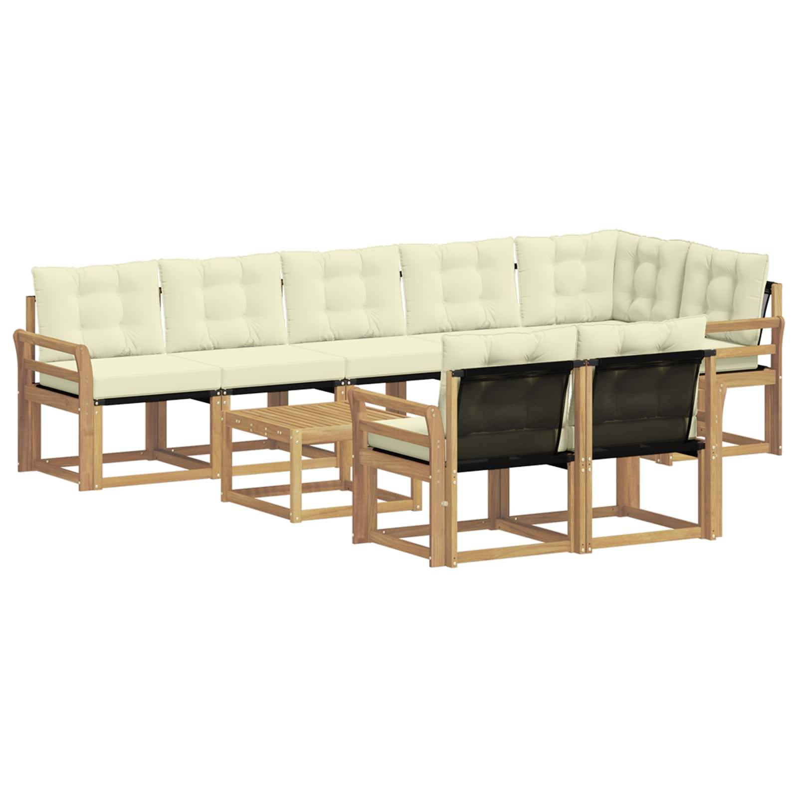 vidaXL Outdoor-Sofagarnitur mit Kissen 9 pcs Weiß und Creme