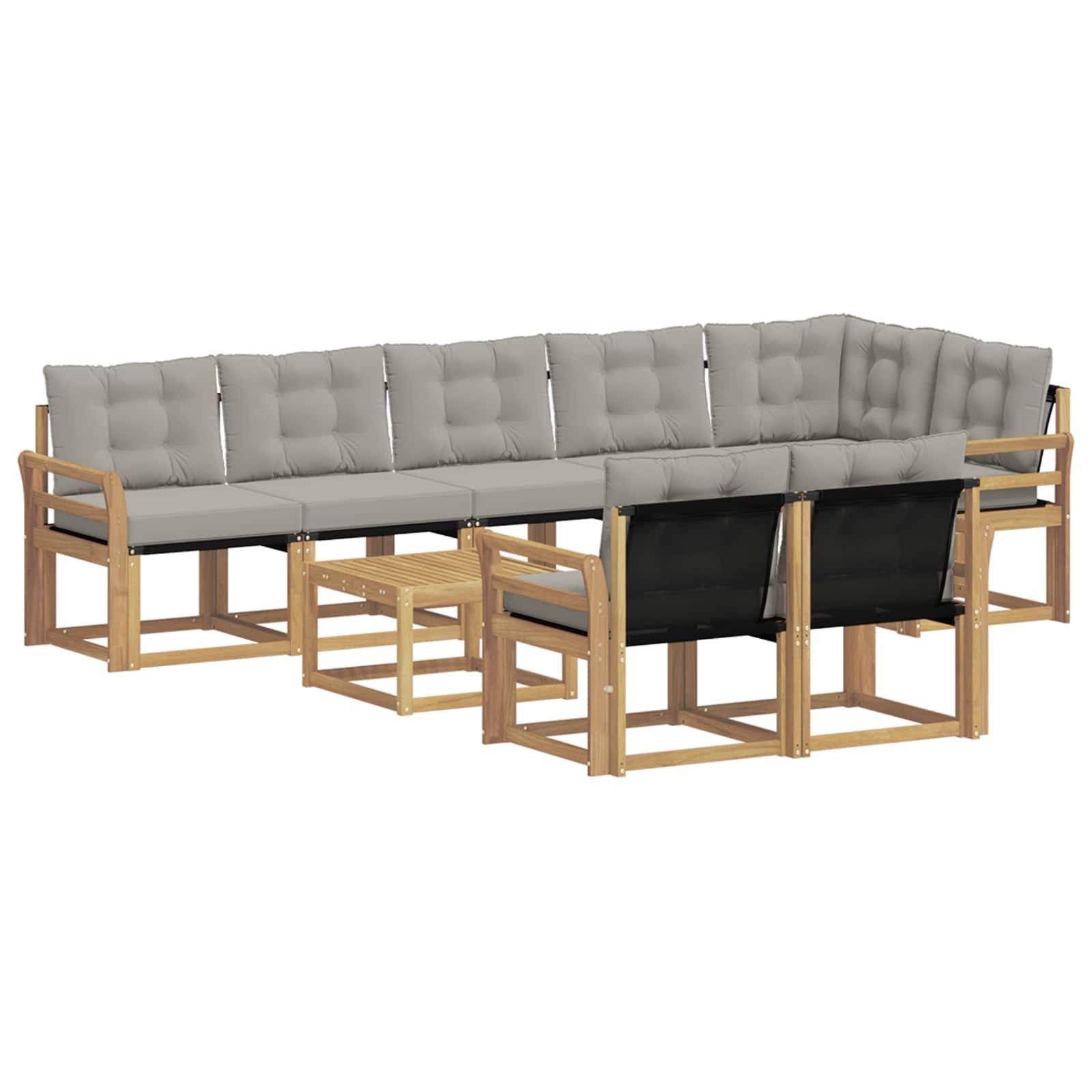 vidaXL Outdoor-Sofagarnitur mit Kissen 9 pcs Weiß und Hellgrau