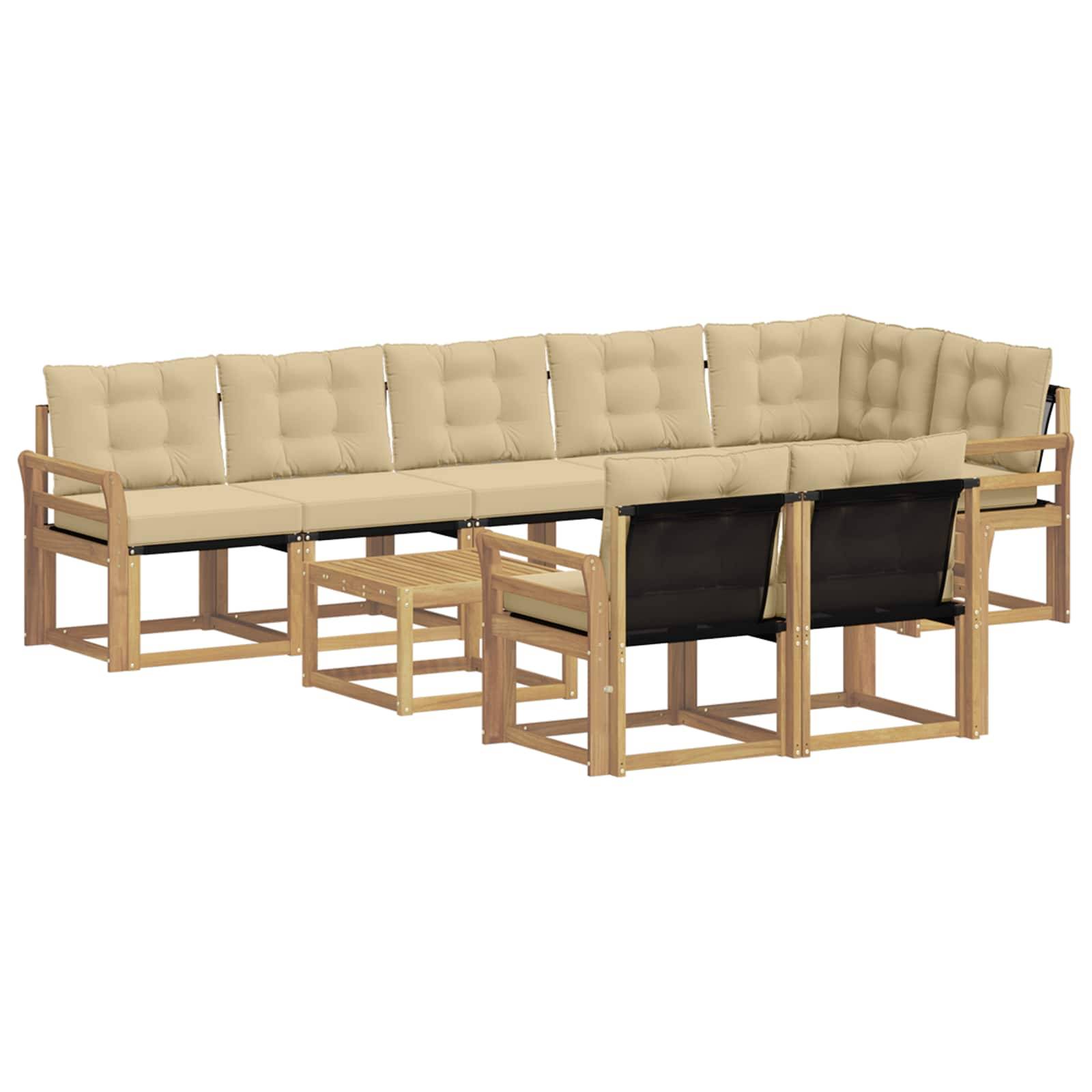 vidaXL Outdoor-Sofagarnitur mit Kissen 9 pcs Weiß und Beige