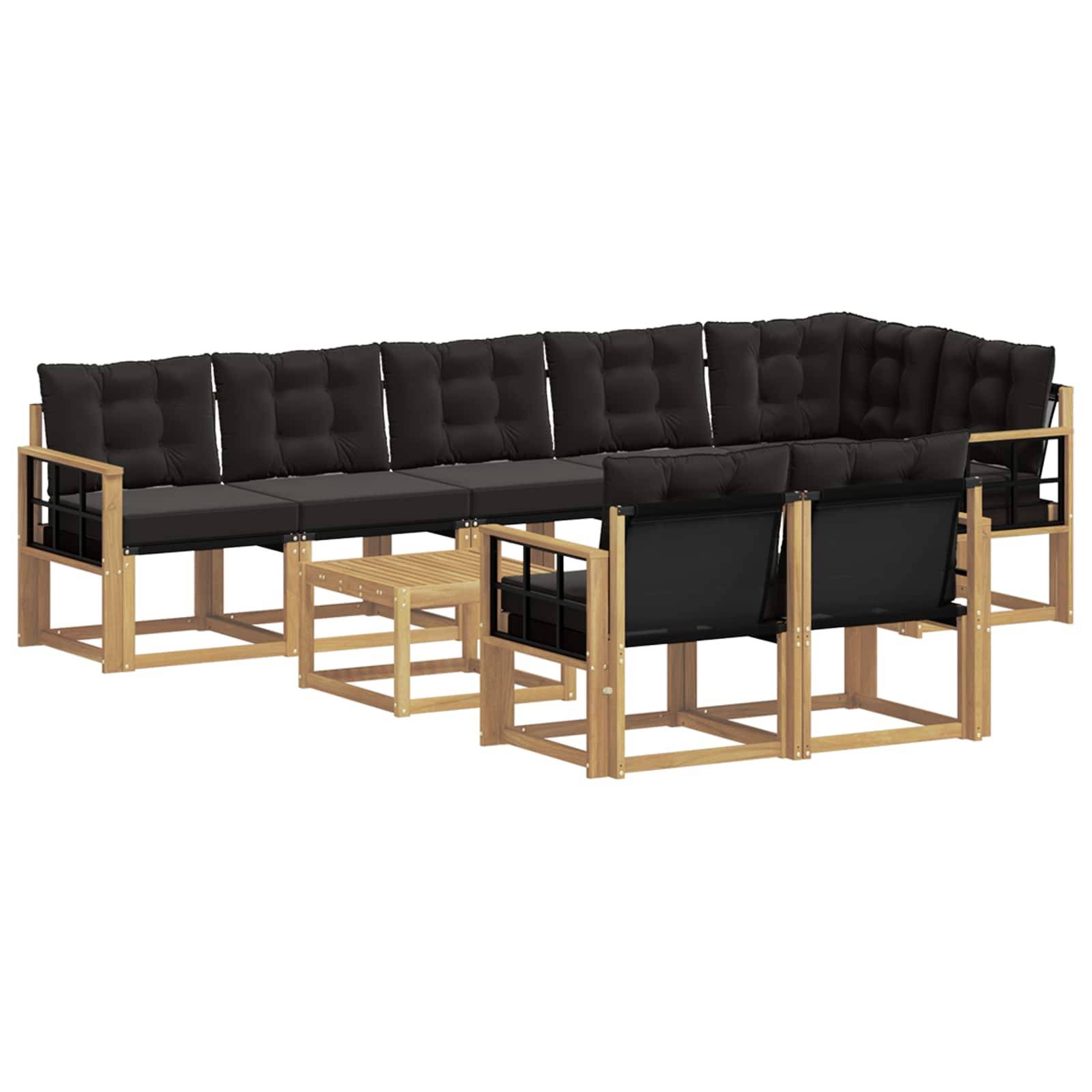 vidaXL Outdoor-Sofagarnitur mit Kissen 9 pcs Weiß und Schwarz