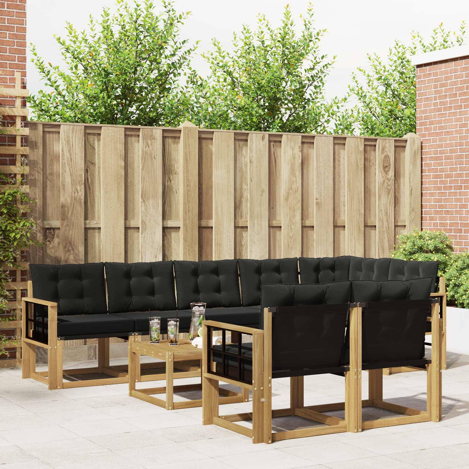 vidaXL Outdoor-Sofagarnitur mit Kissen 9 pcs Weiß und Schwarz