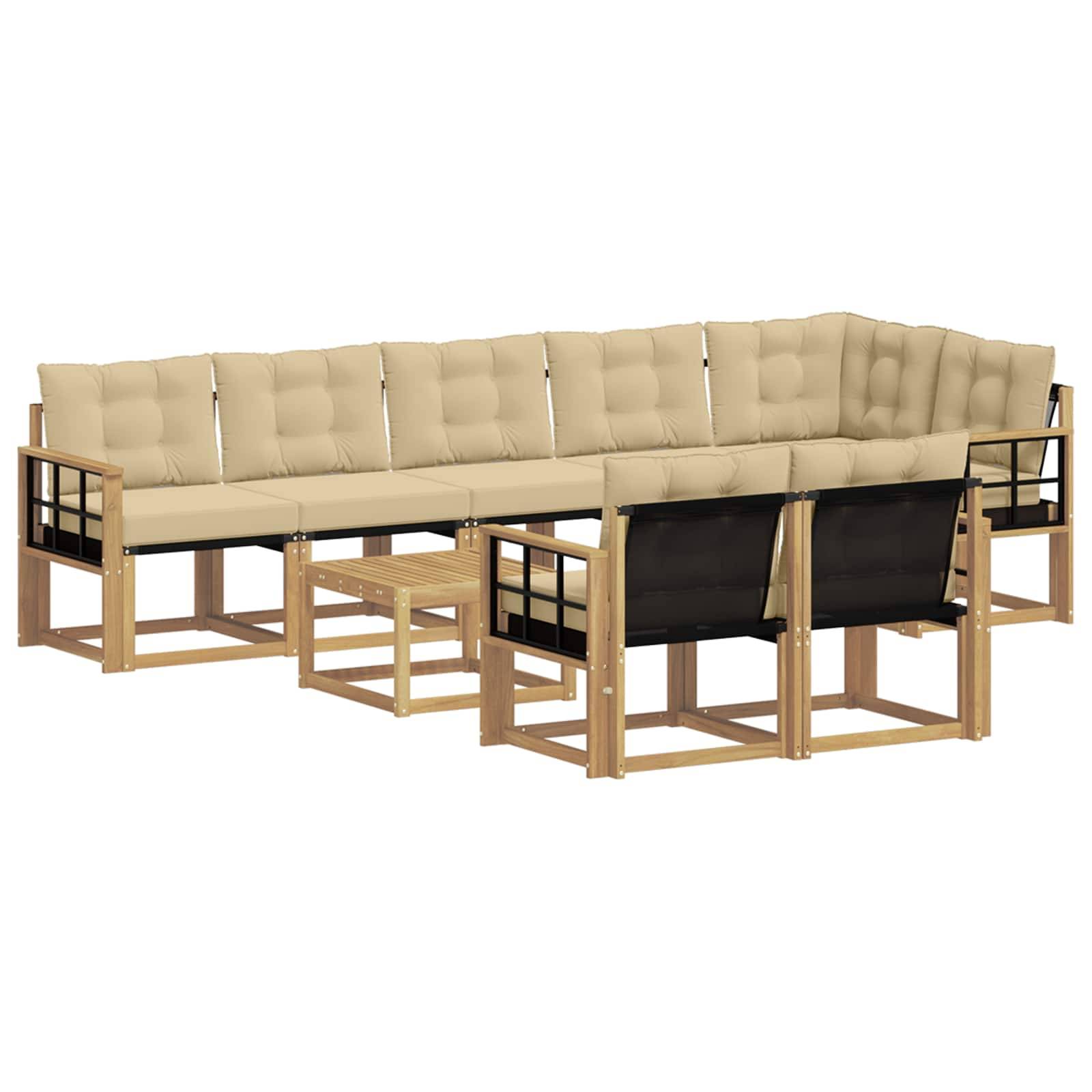 vidaXL Outdoor-Sofagarnitur mit Kissen 9 pcs Weiß und Beige