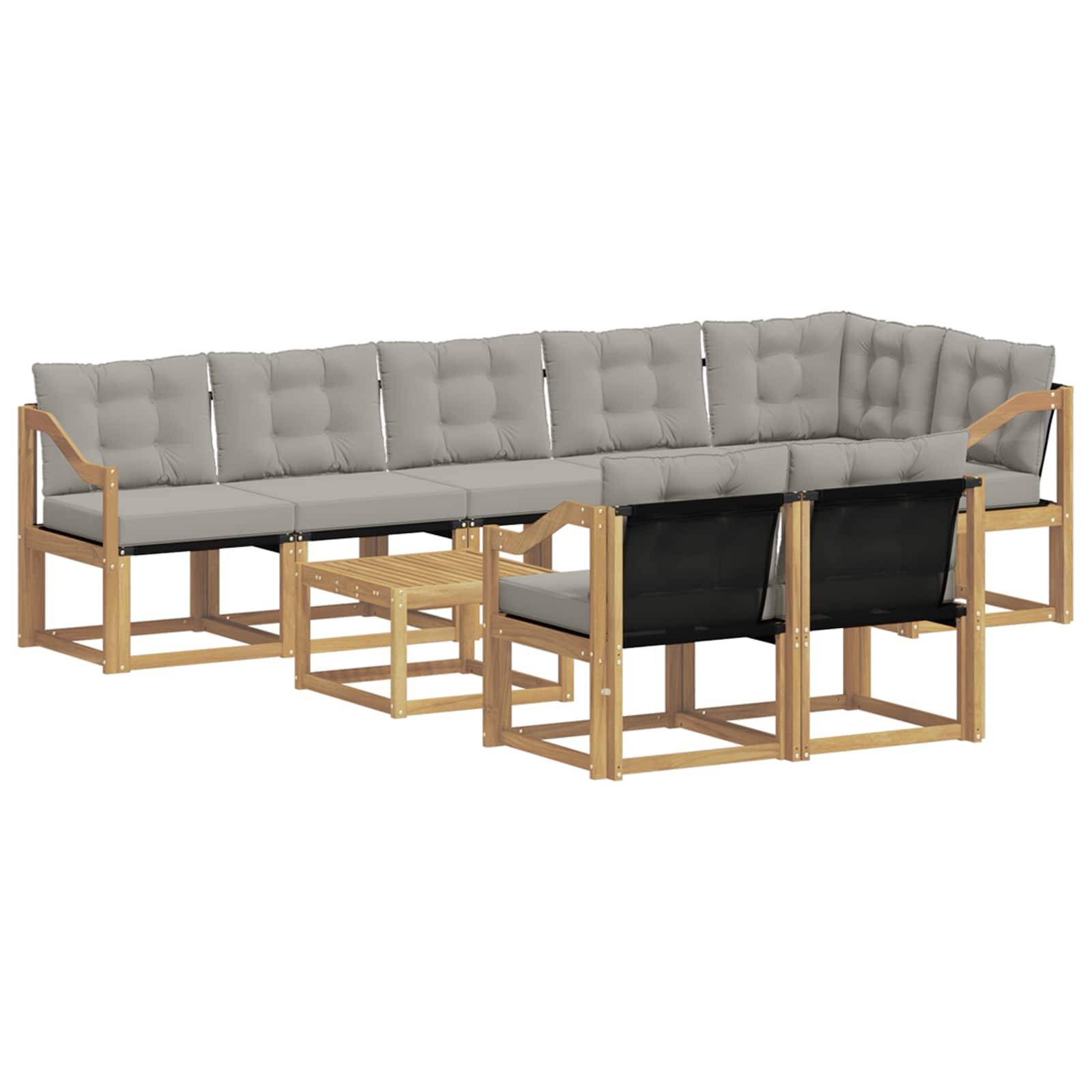 vidaXL Outdoor-Sofagarnitur mit Kissen 9 pcs Weiß und Hellgrau