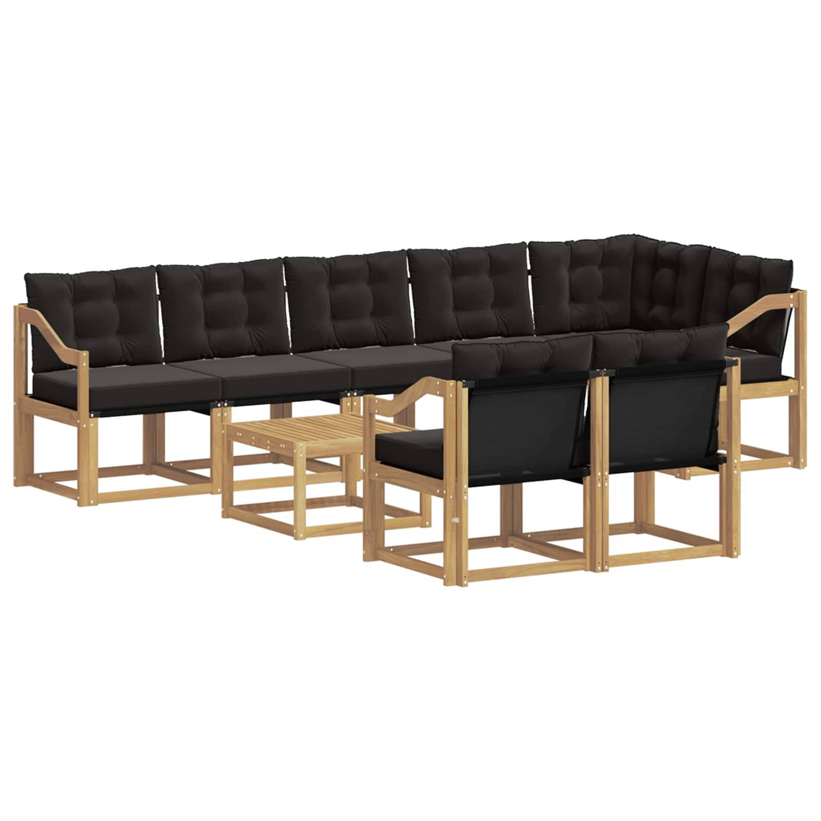 vidaXL Outdoor-Sofagarnitur mit Kissen 9 pcs Weiß und Schwarz