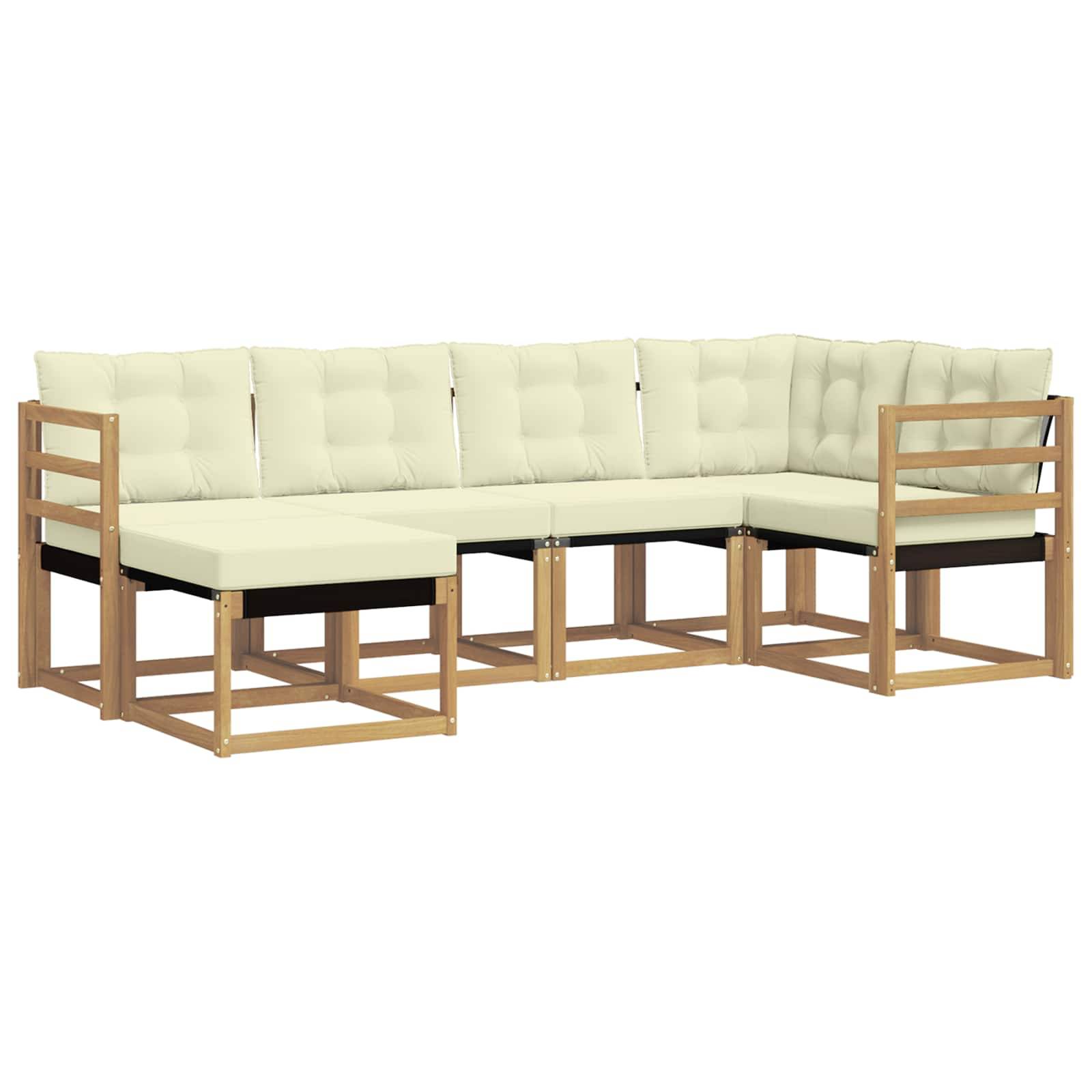 vidaXL Outdoor-Sofagarnitur mit Kissen 6 pcs Weiß und Creme