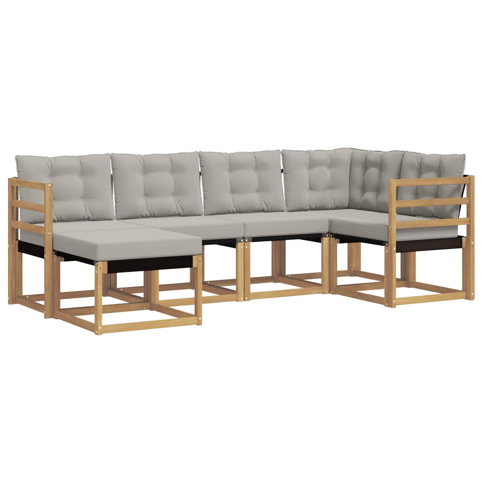 vidaXL Outdoor-Sofagarnitur mit Kissen 6 pcs Weiß und Hellgrau