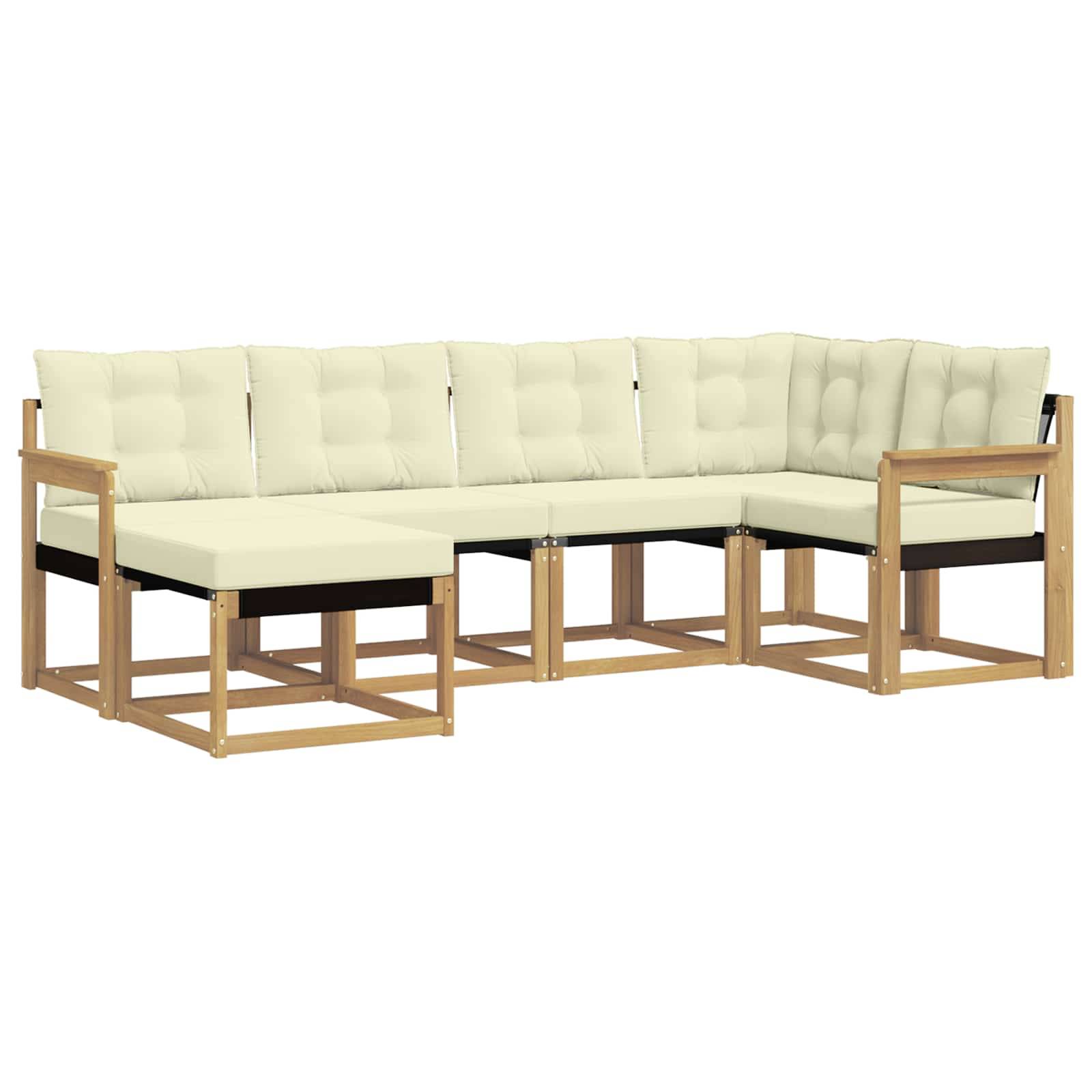 vidaXL Outdoor-Sofagarnitur mit Kissen 6 pcs Weiß und Creme