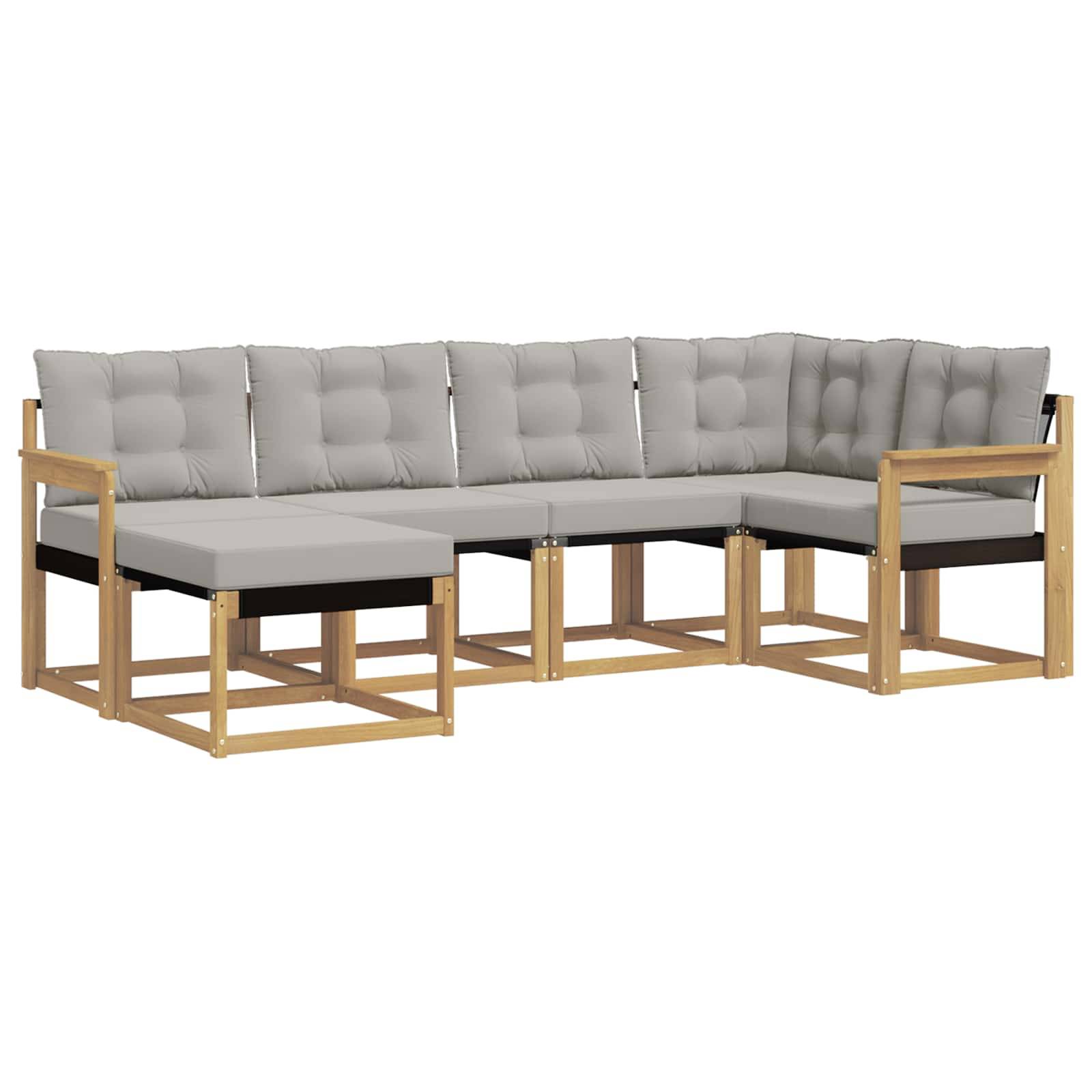 vidaXL Outdoor-Sofagarnitur mit Kissen 6 pcs Weiß und Hellgrau